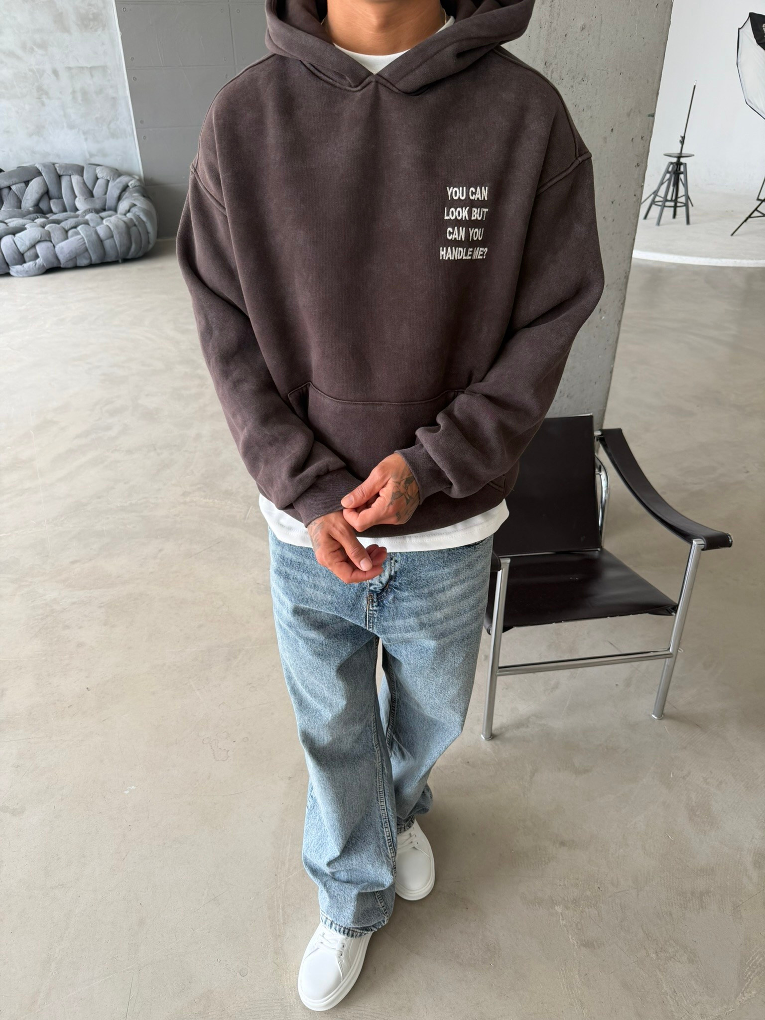 You Can Look But Acid  Yıkama Premium Hoodie