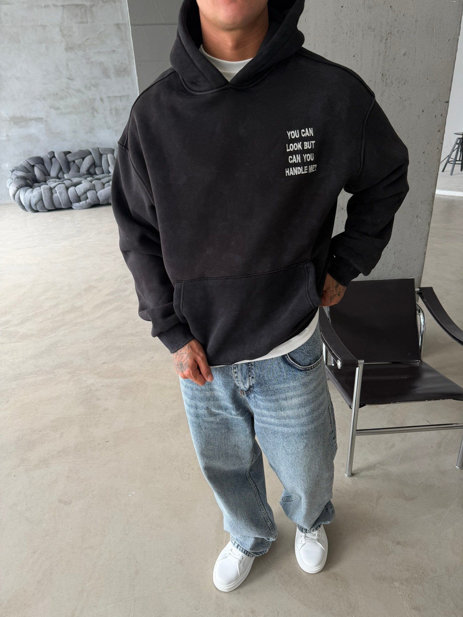You Can Look But Acid  Yıkama Premium Hoodie