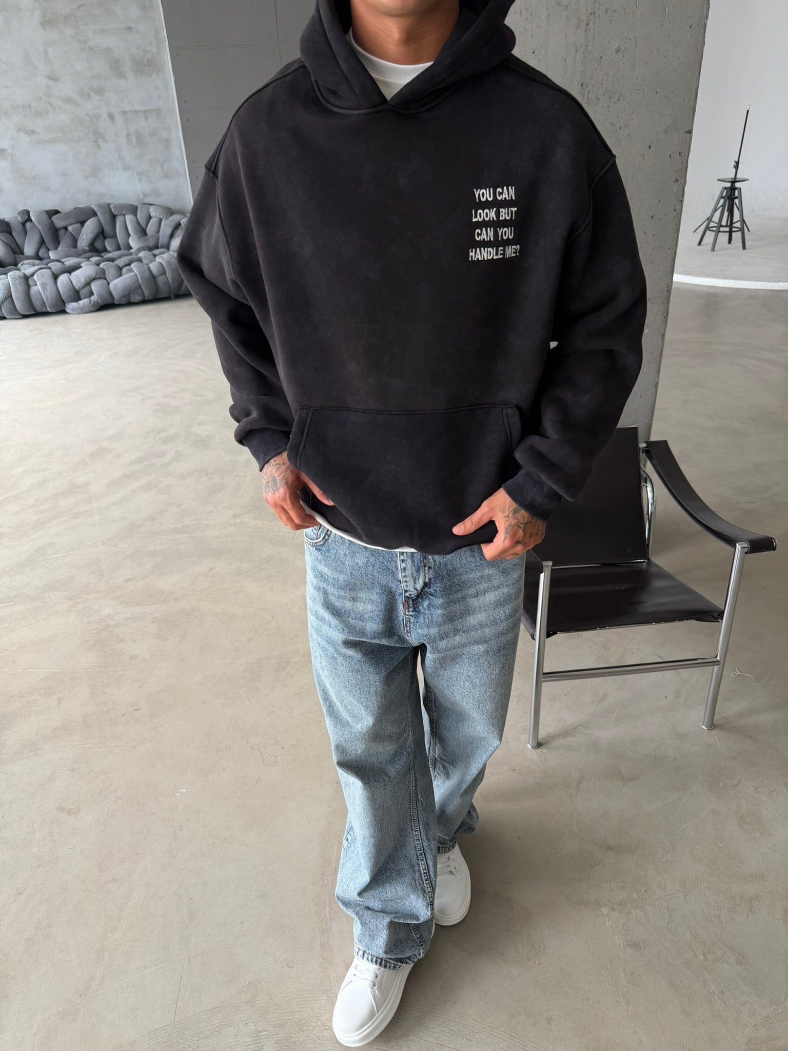 You Can Look But Acid  Yıkama Premium Hoodie