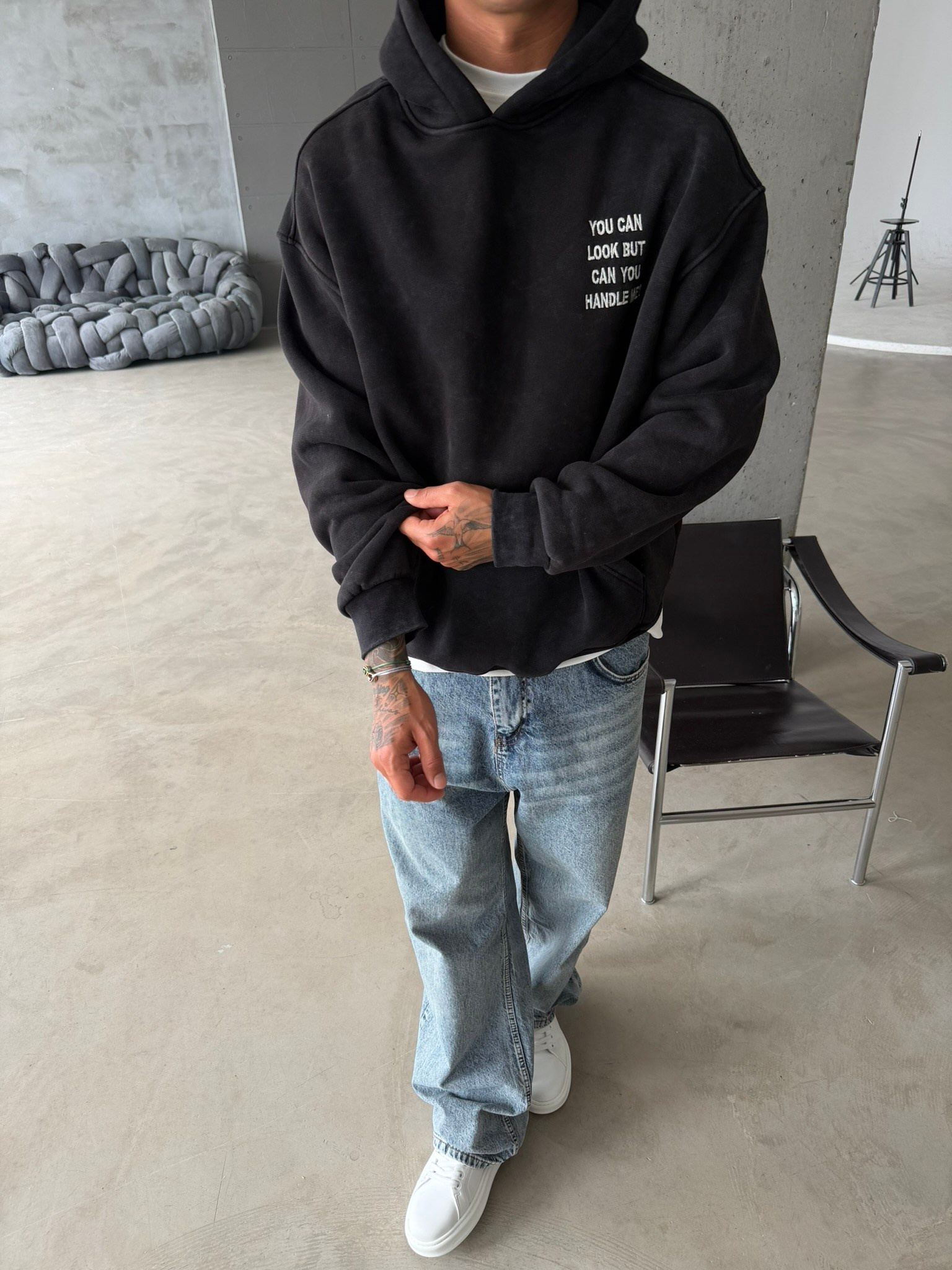You Can Look But Acid  Yıkama Premium Hoodie