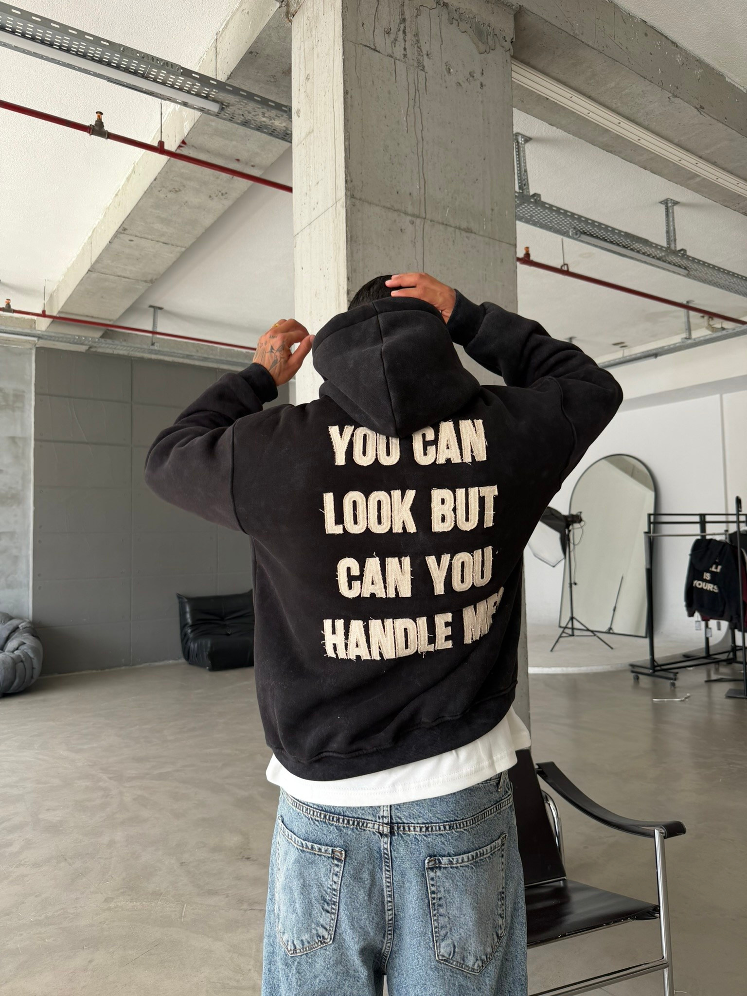 You Can Look But Acid  Yıkama Premium Hoodie