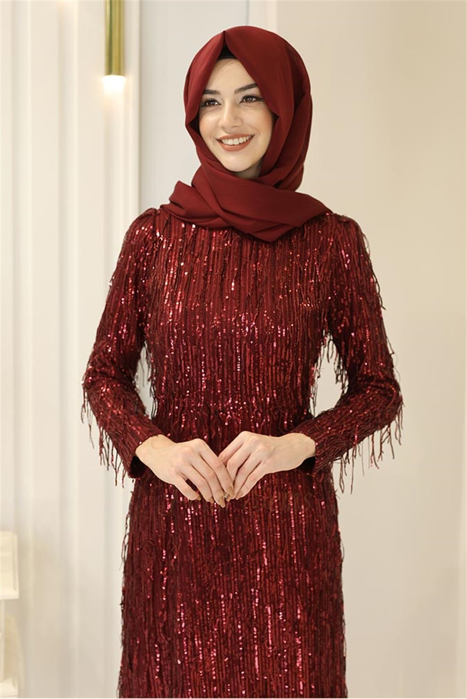 Pınar Şems Afra Abiye Bordo