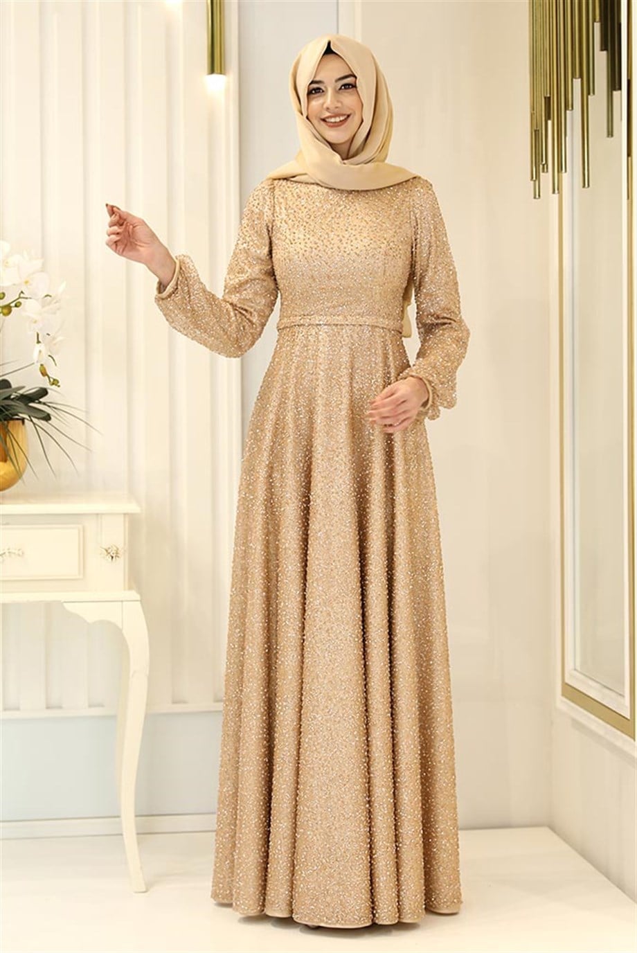 Pınar Şems Dalya Abiye Gold