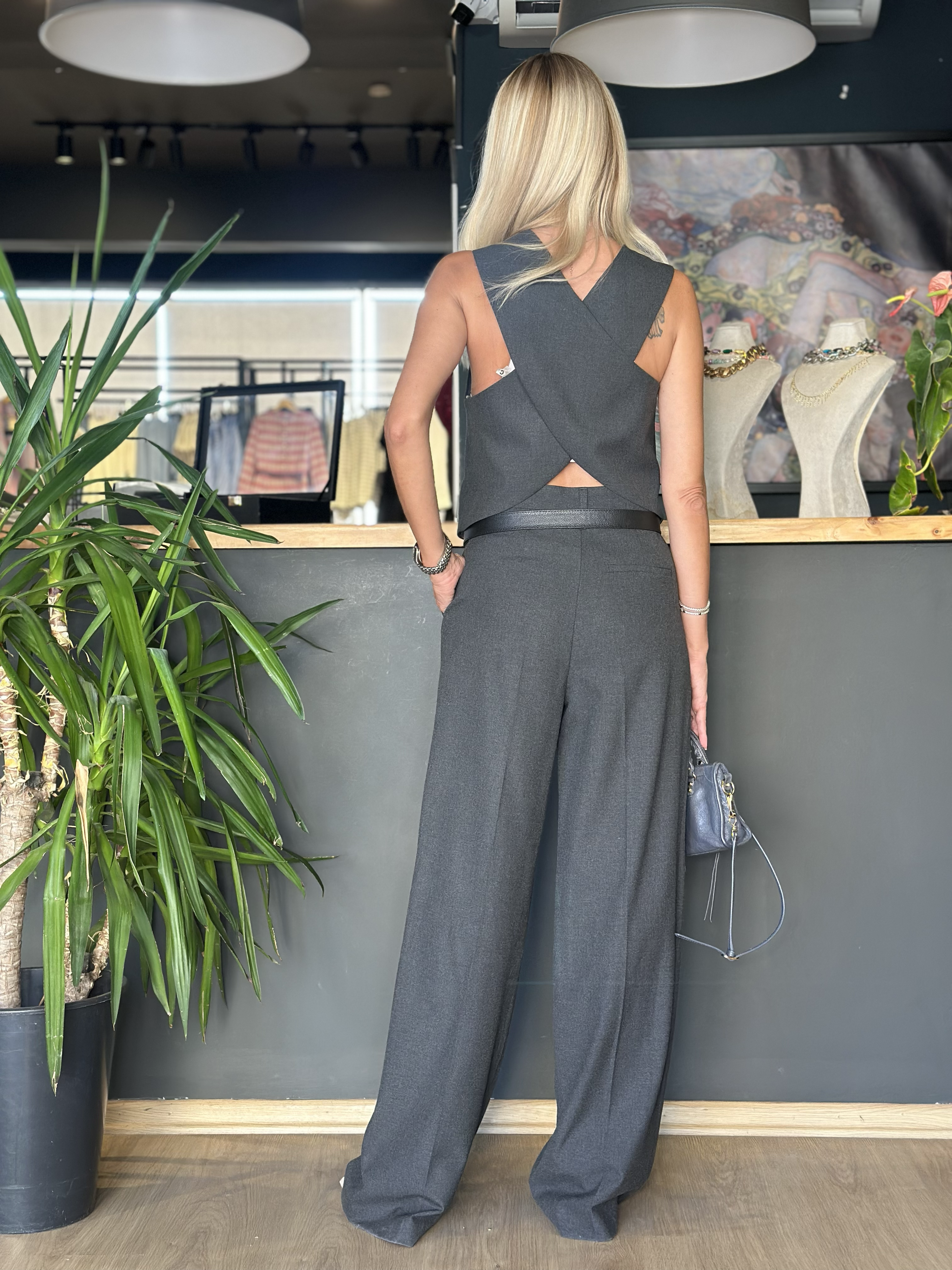 Antrasit Sırtı Çapraz Yelek