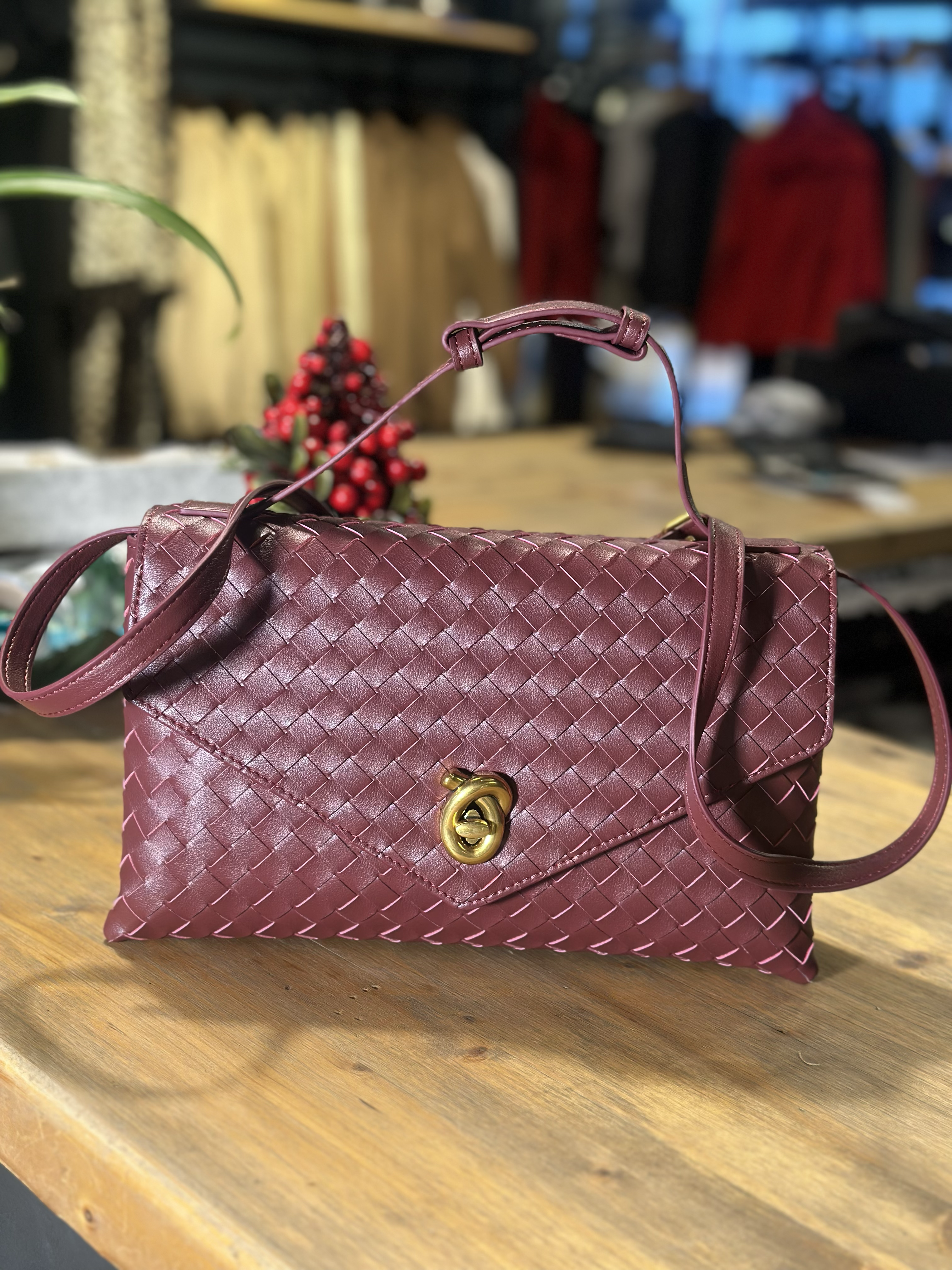 Bordo Gold Detaylı Çanta