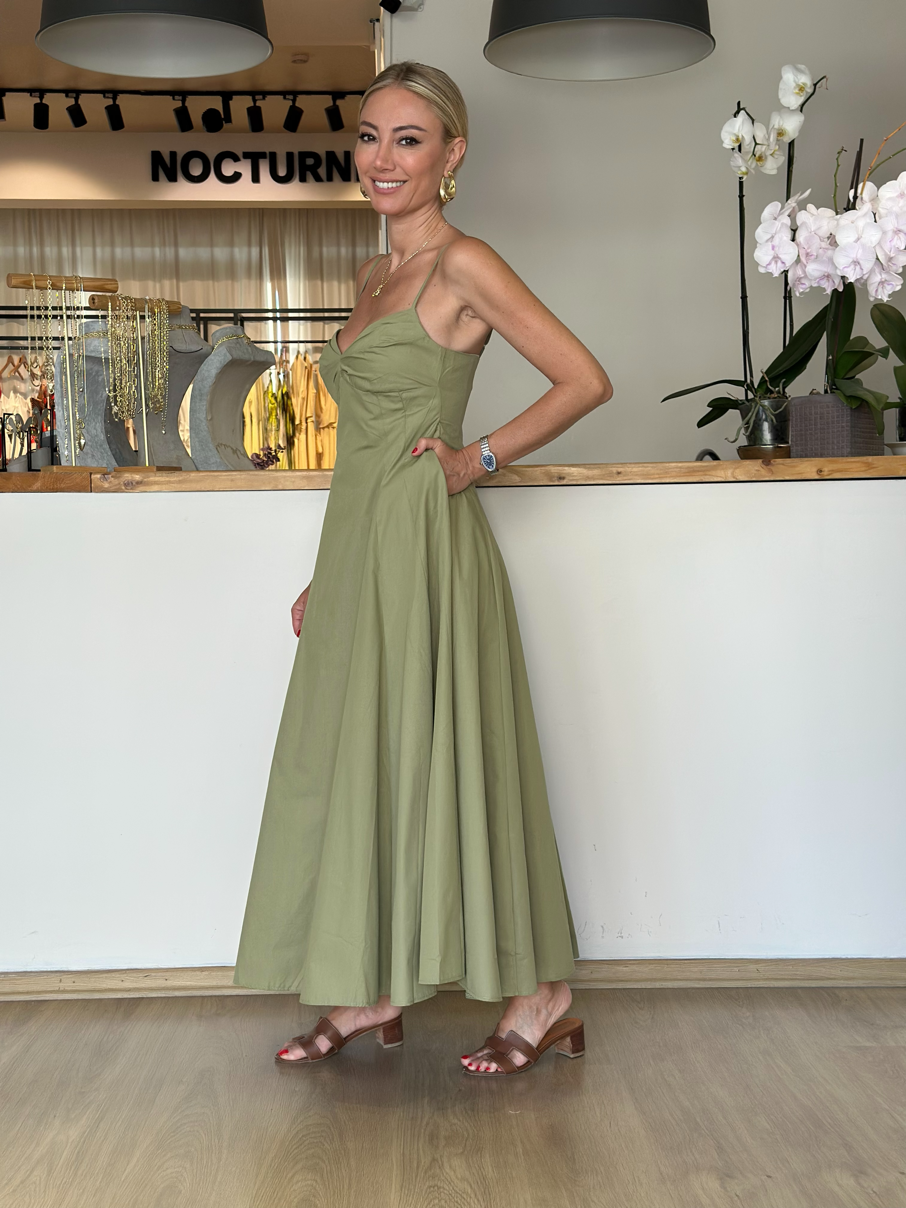 Haki İp Askılı Elbise Askı00223