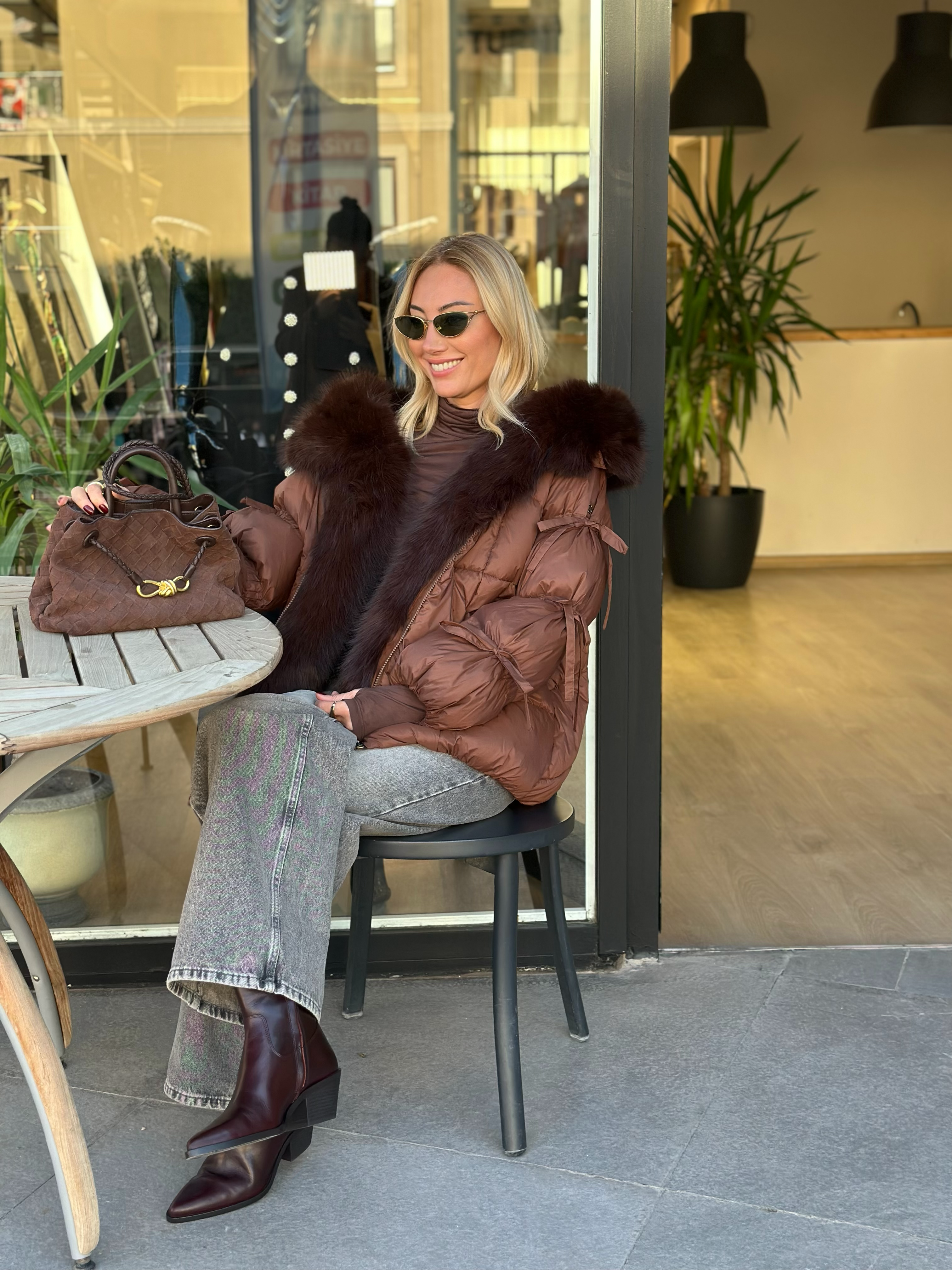 Kahve Kürk Detaylı Mont Askı00245