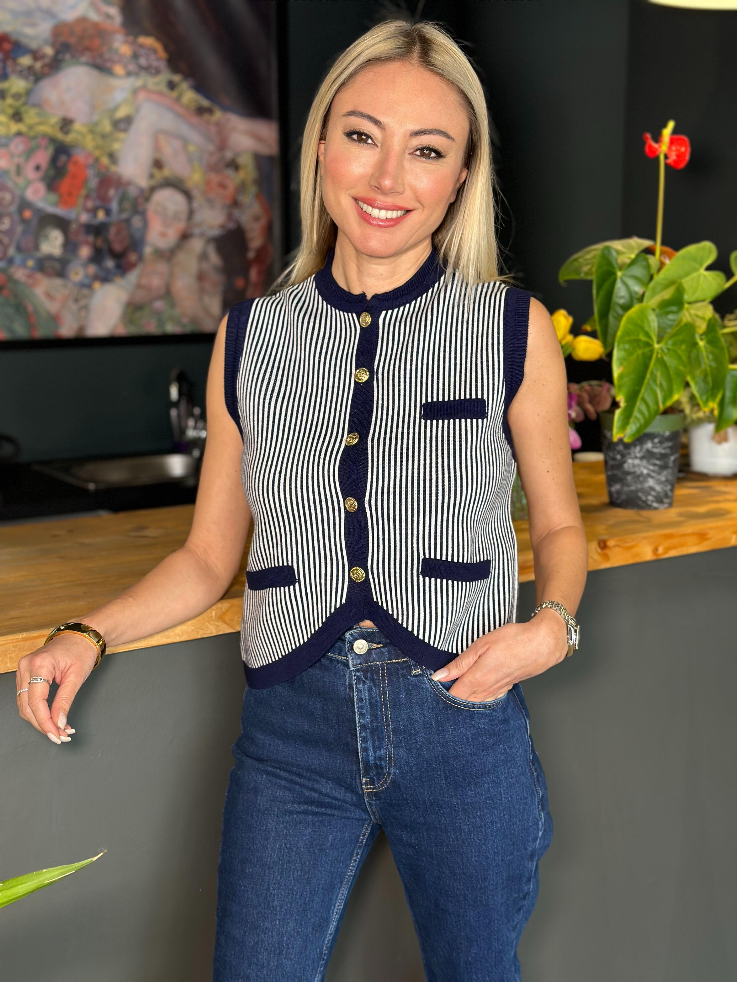 Lacivert Desenli Hırka