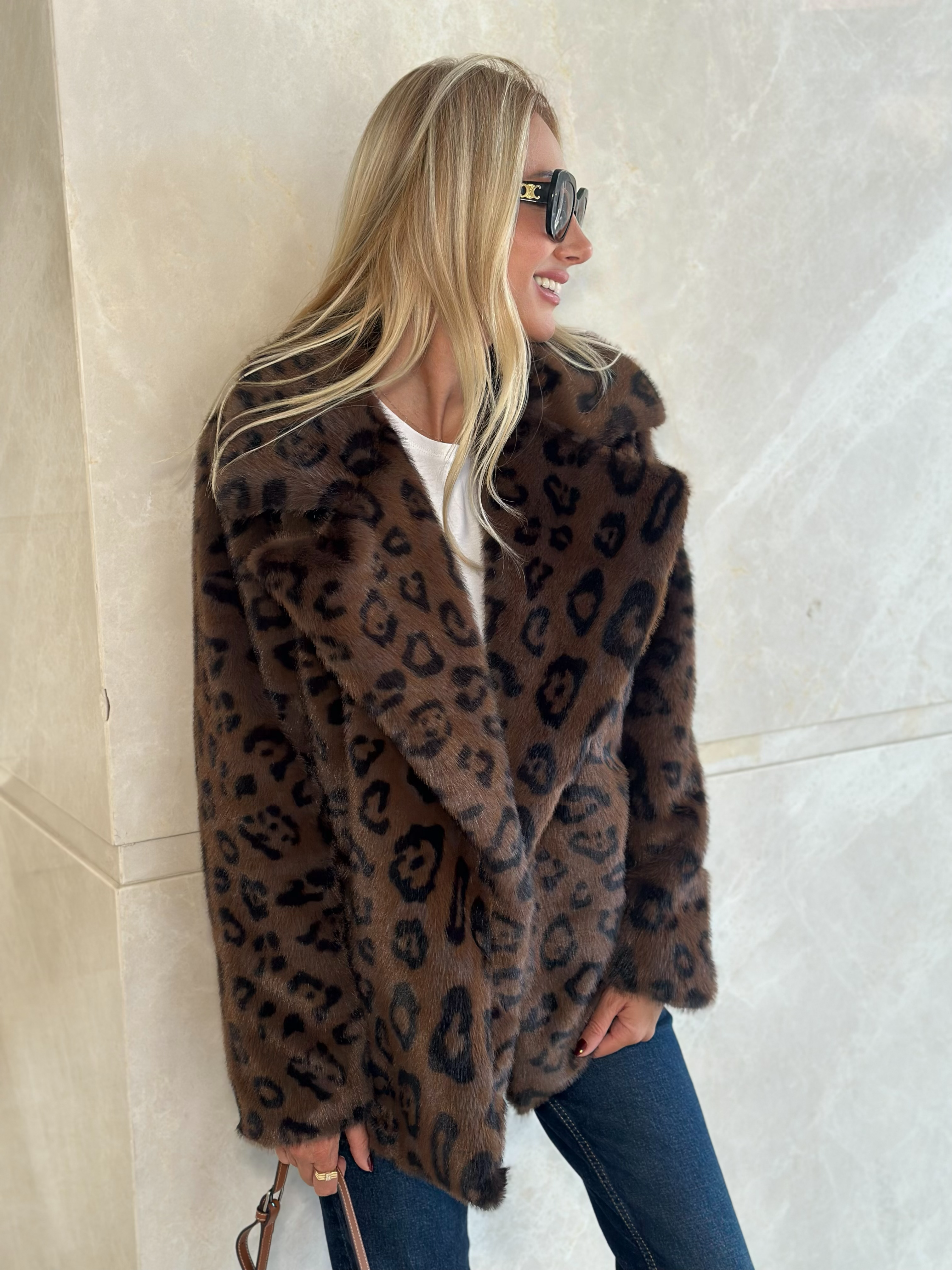 Leopar Desen Suni Kürk