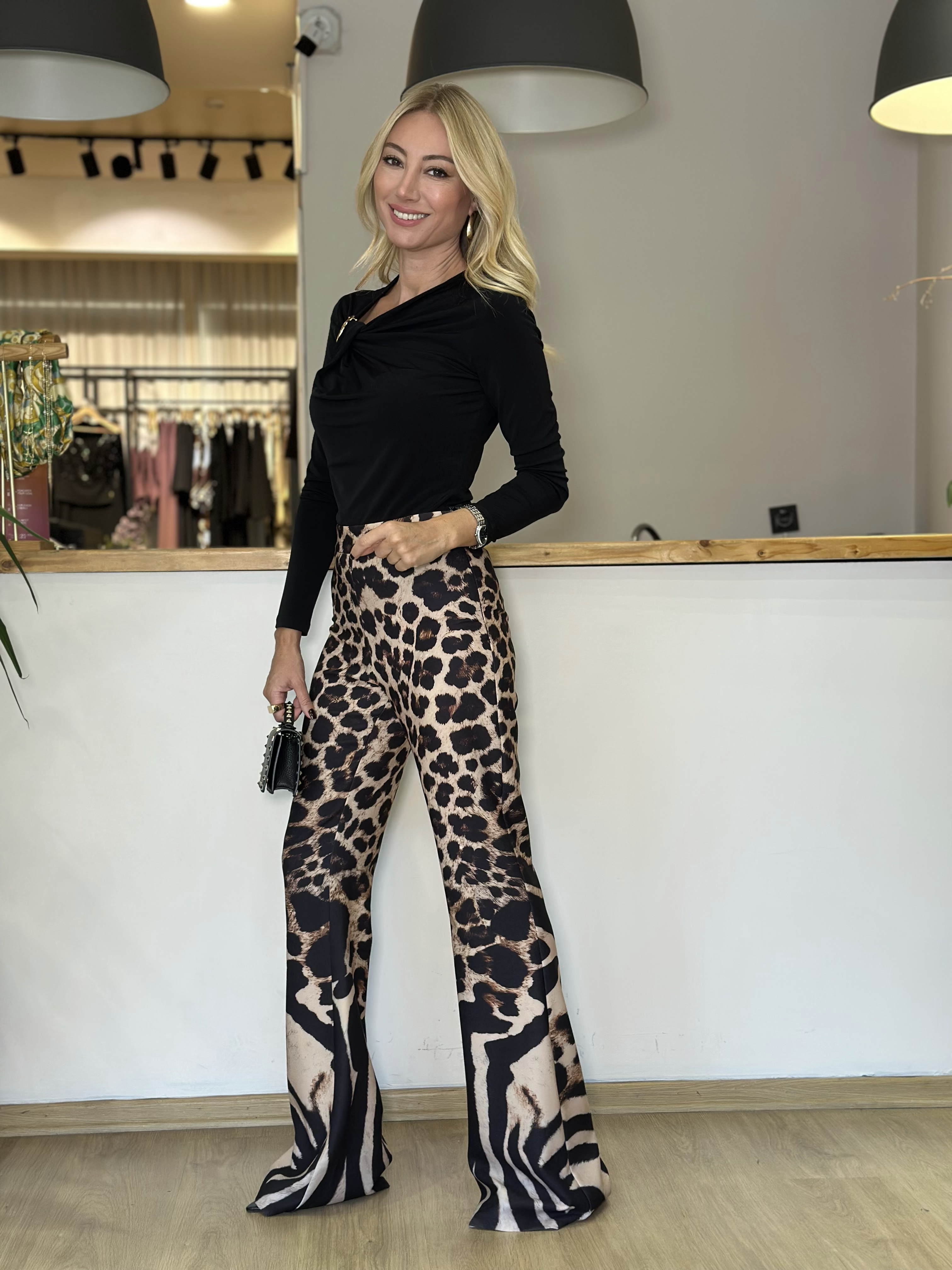 Leopar İspanyol Paça Pantolon Askı00389