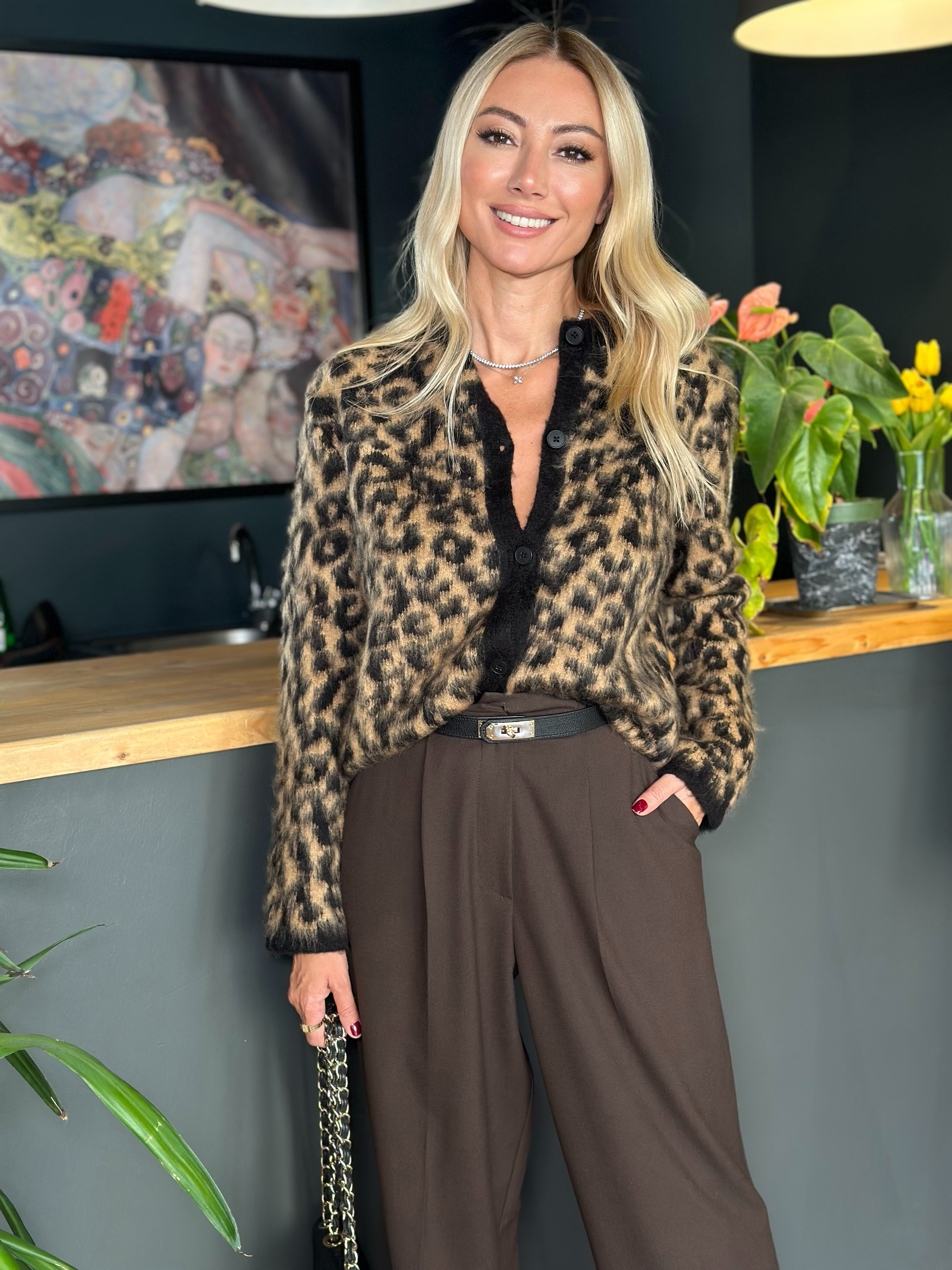 Leopar Triko Hırka