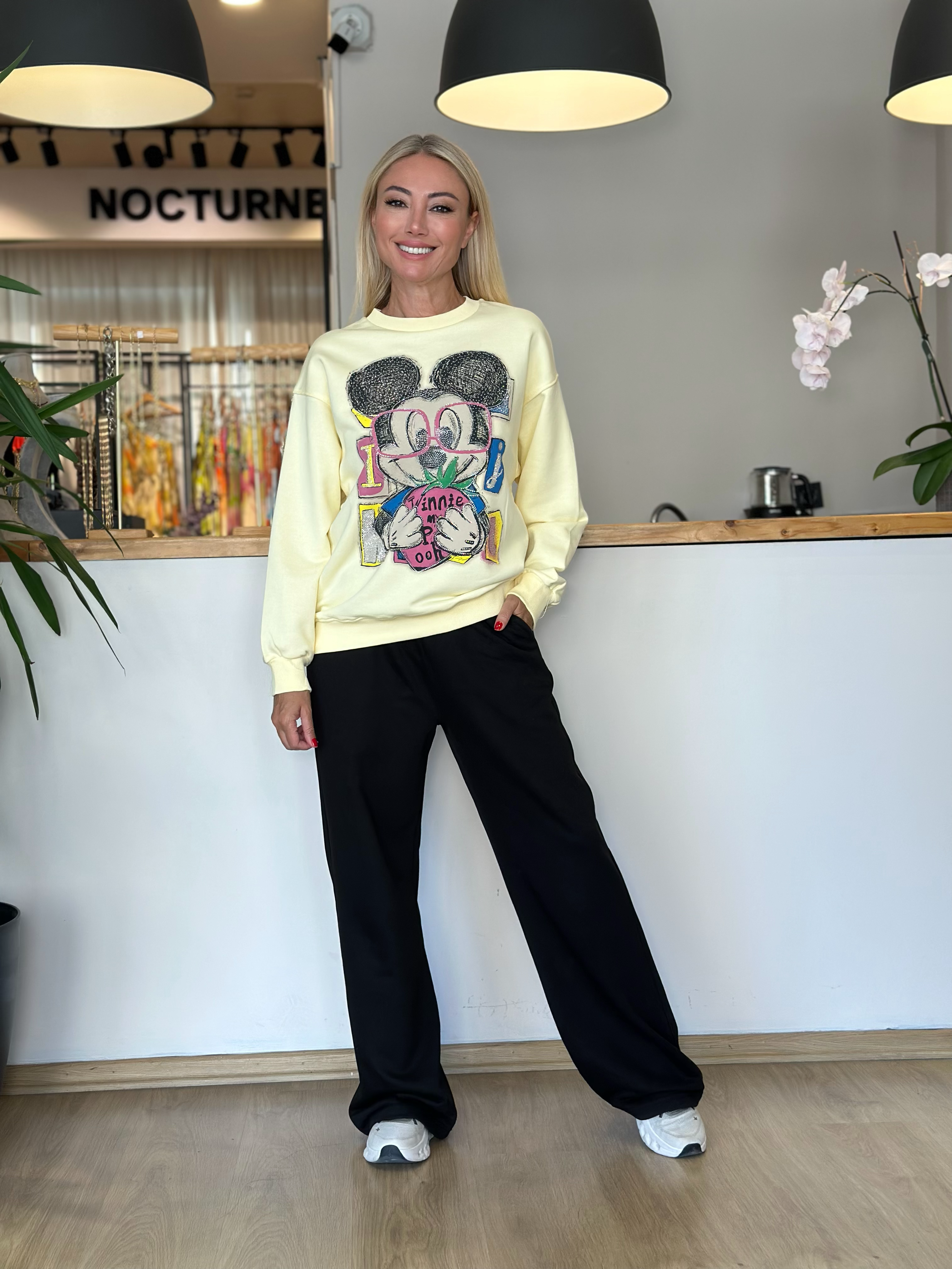 Mickey Sarı Taşlı Sweat Askı00285
