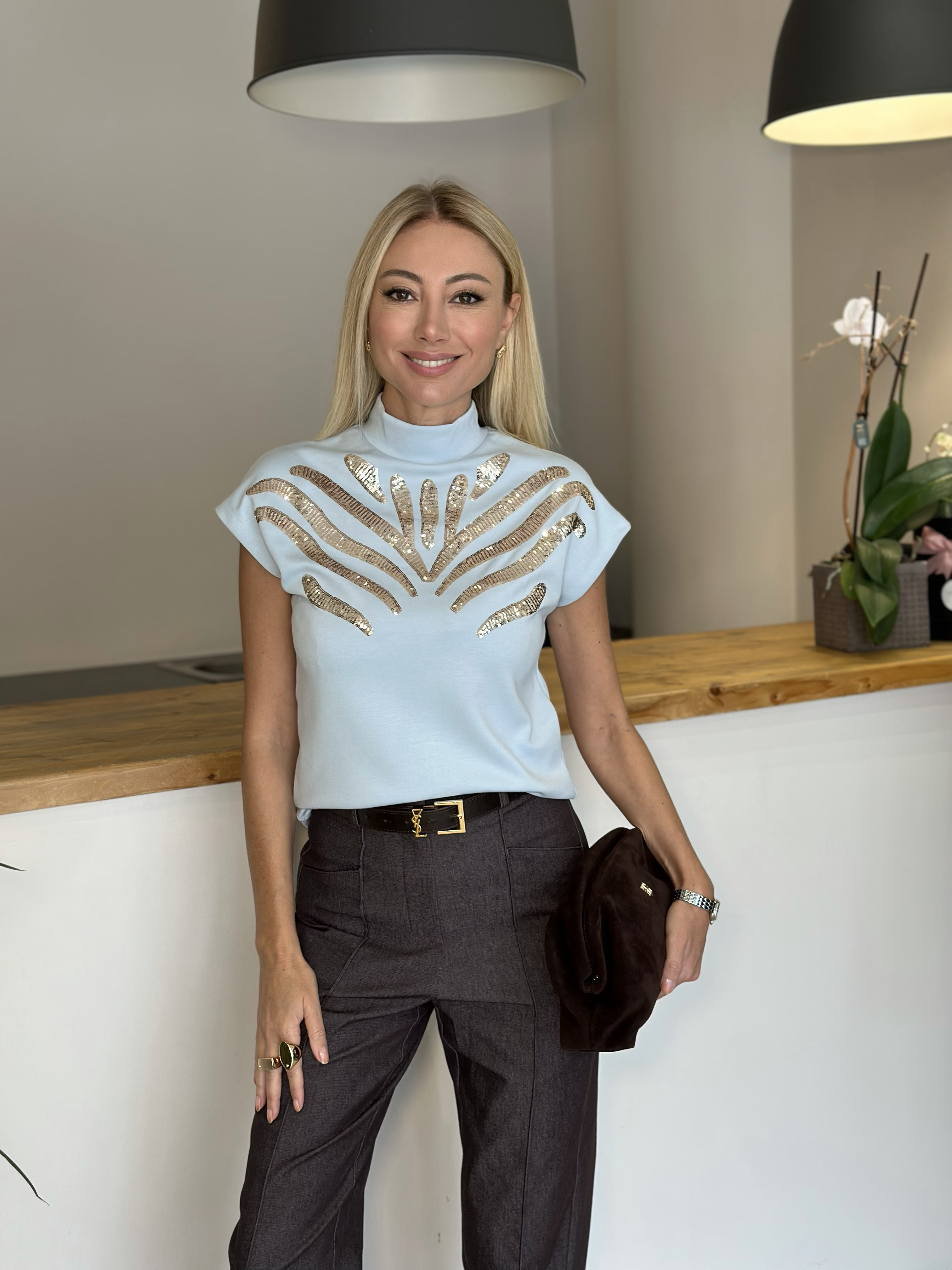 Ntw Pul Detaylı Mavi Bluz Askı00395