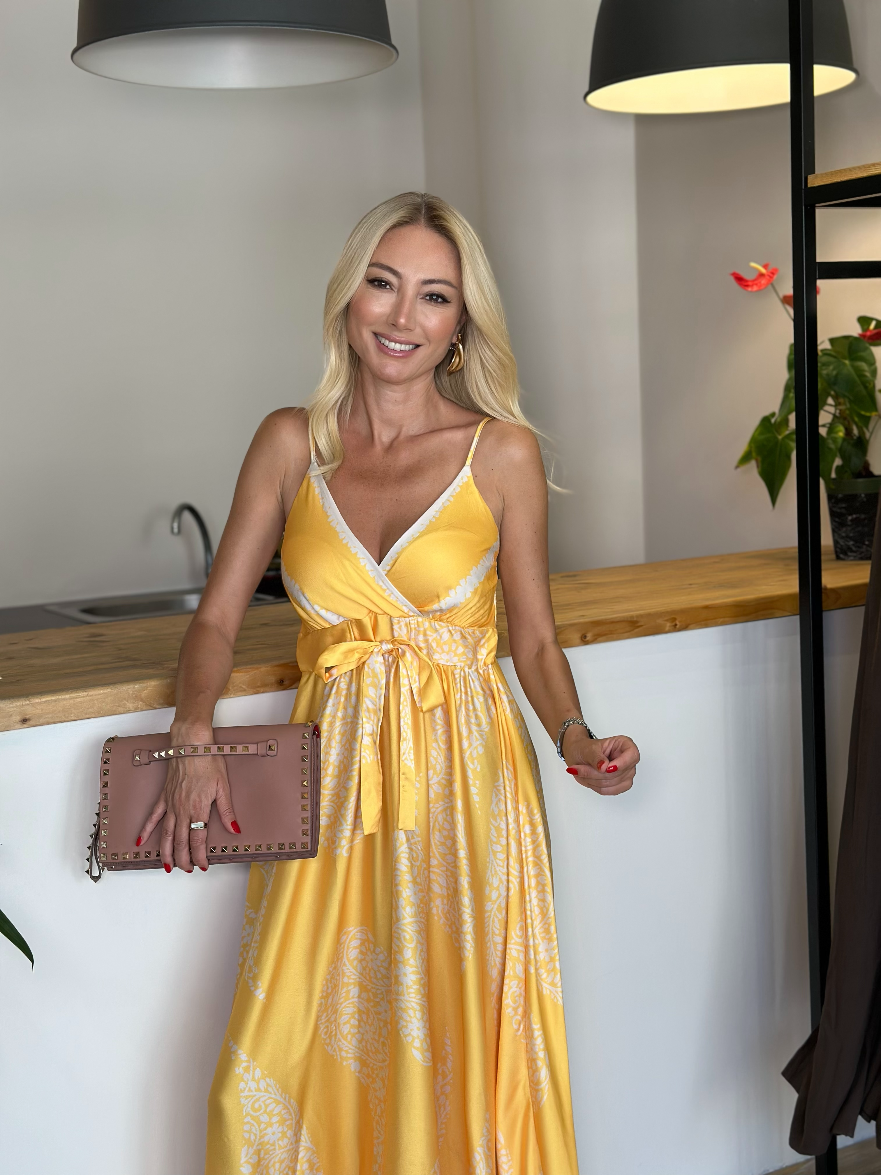 Özel Dikim Sarı Elbise