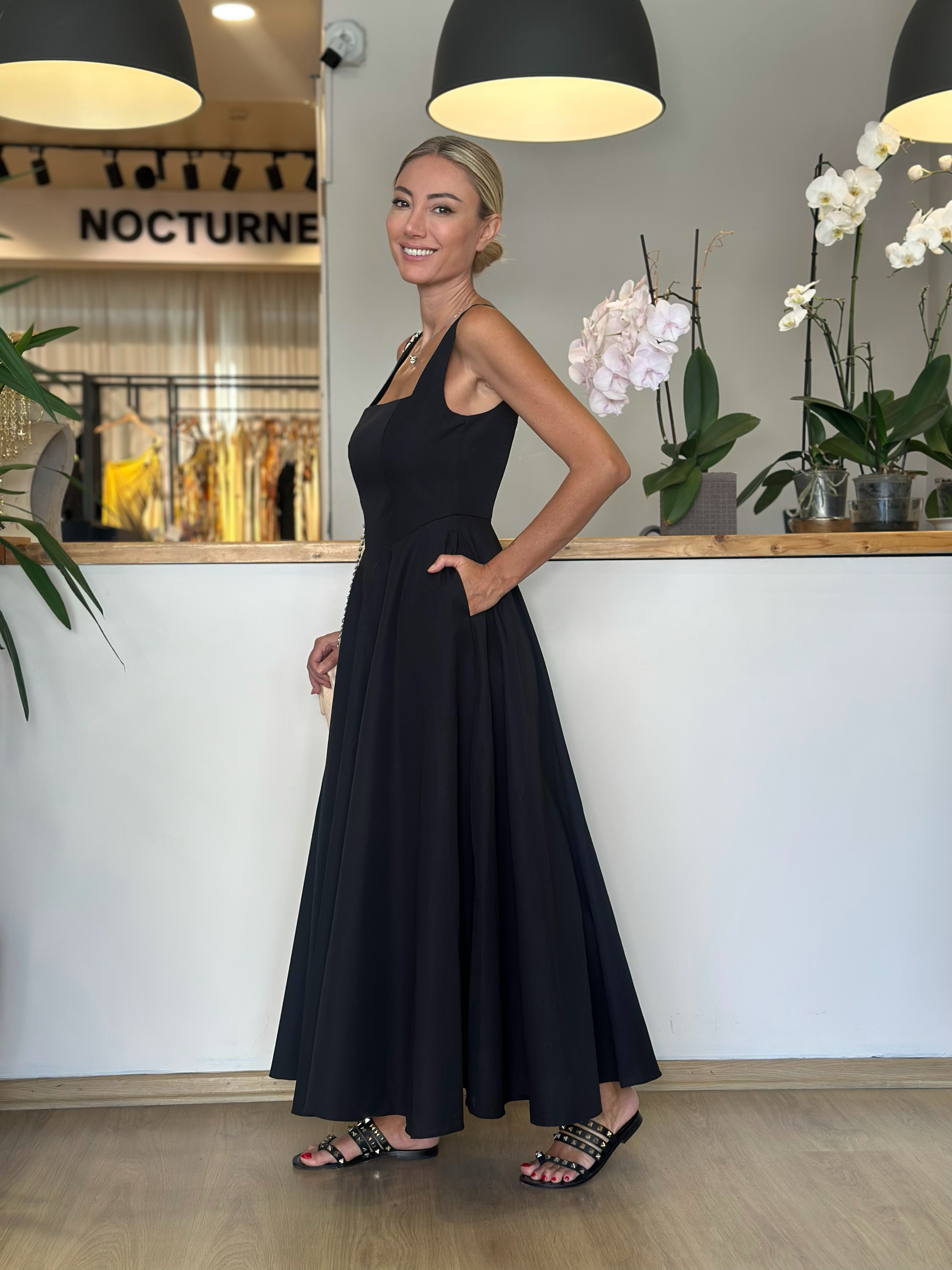 Prenses Model Siyah Elbise Askı00267