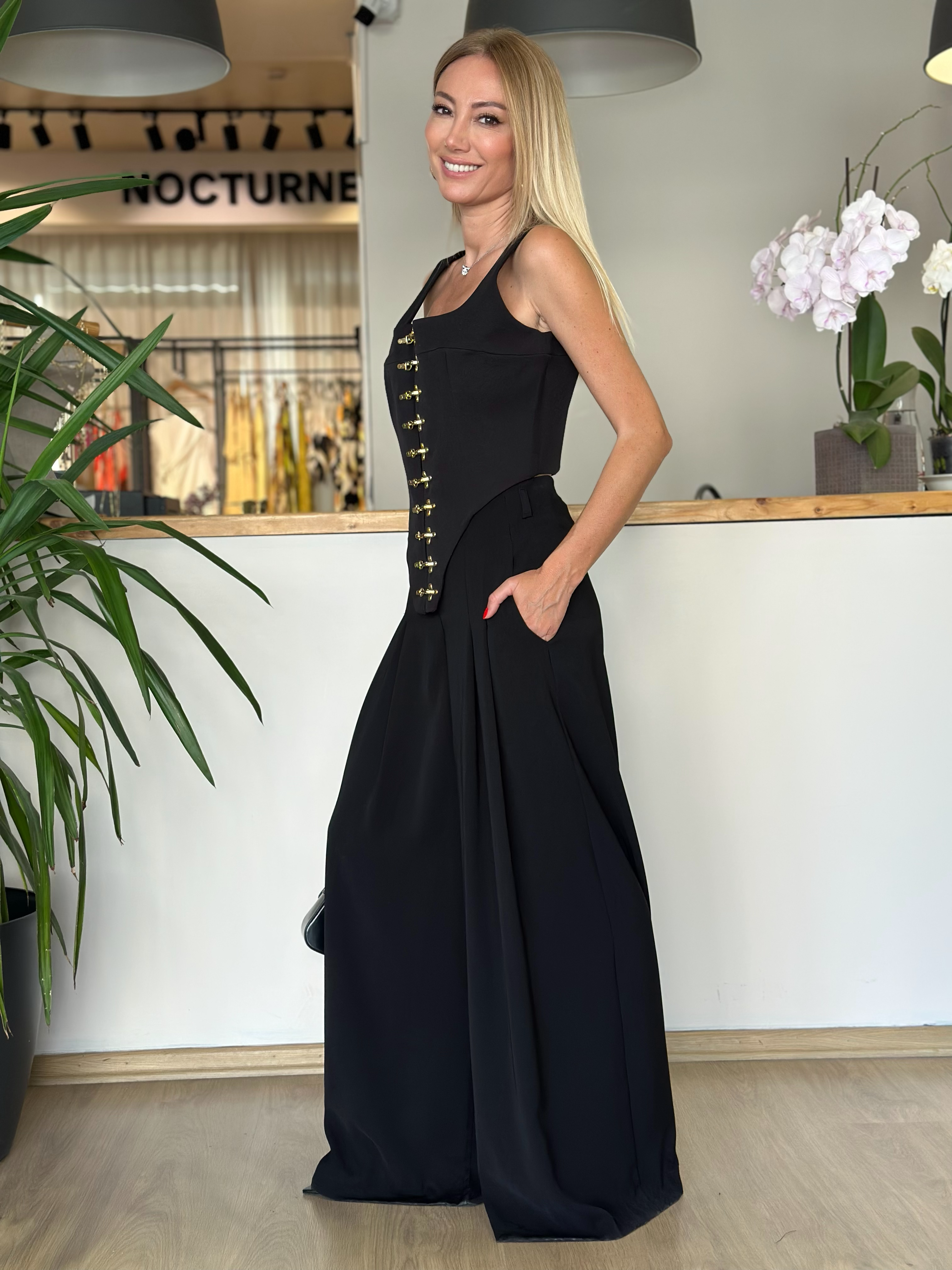 Siyah Gold Detaylı Korse Askı00196