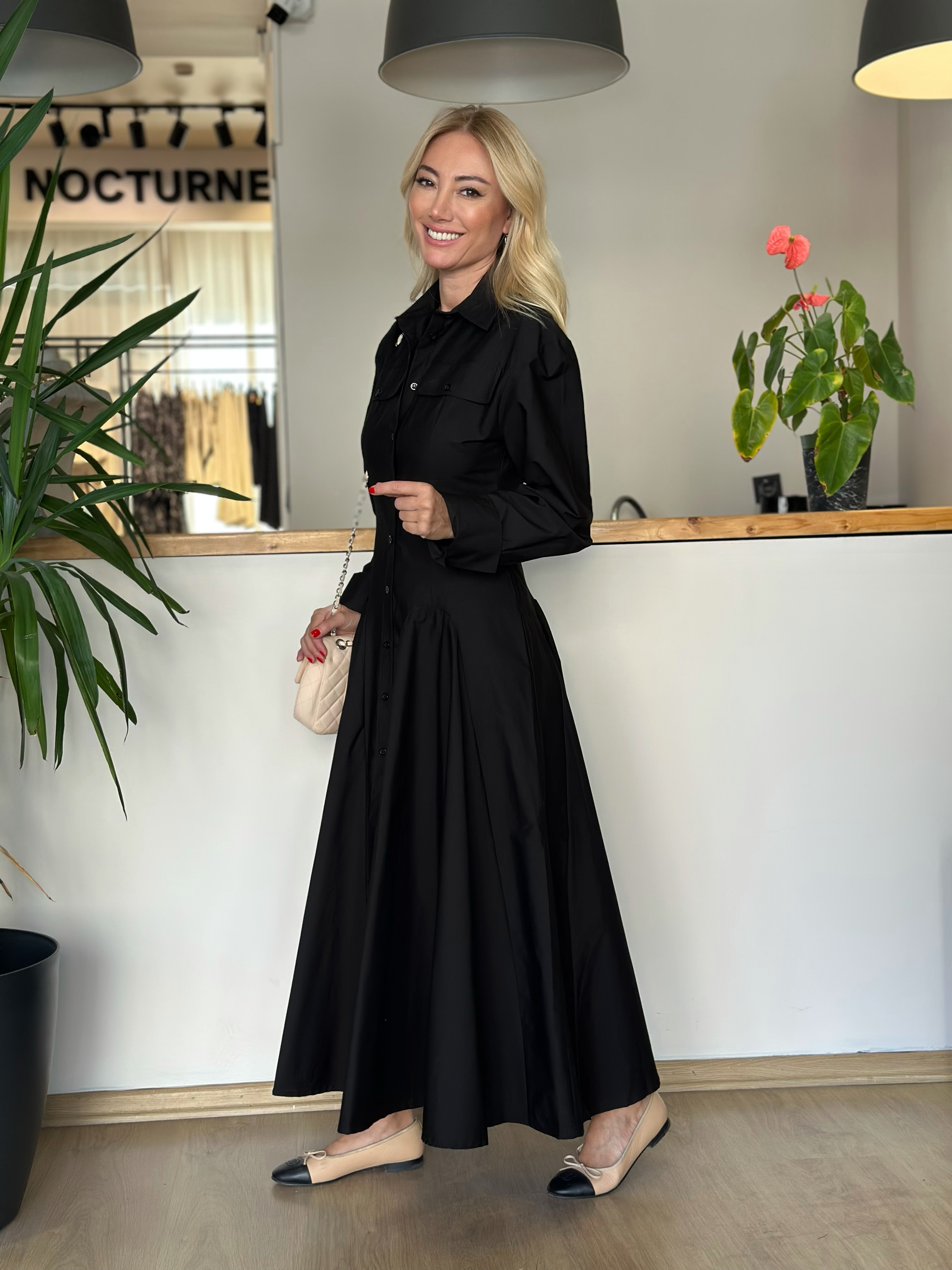 Siyah Gömlek Elbise Askı0075