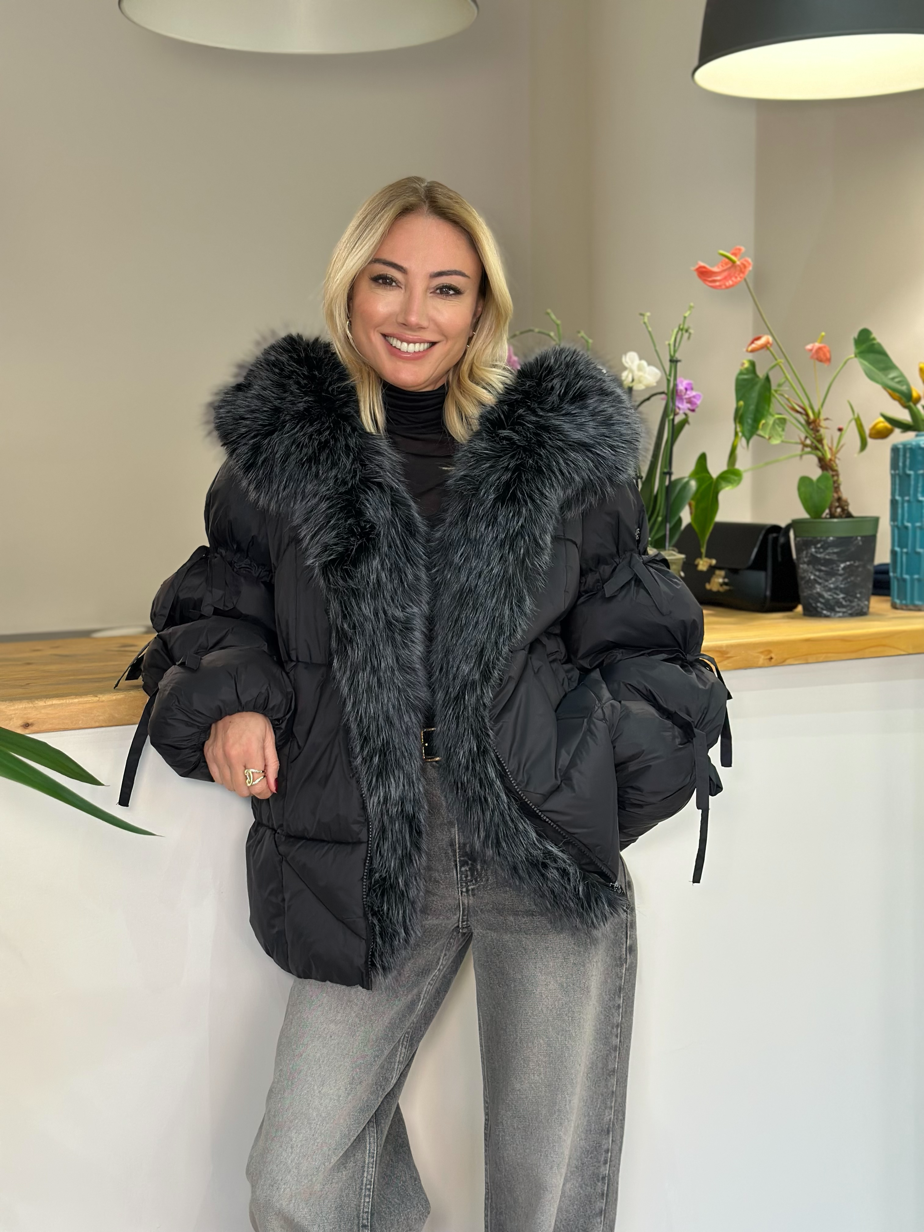 Siyah Kürk Detaylı Mont Askı00248