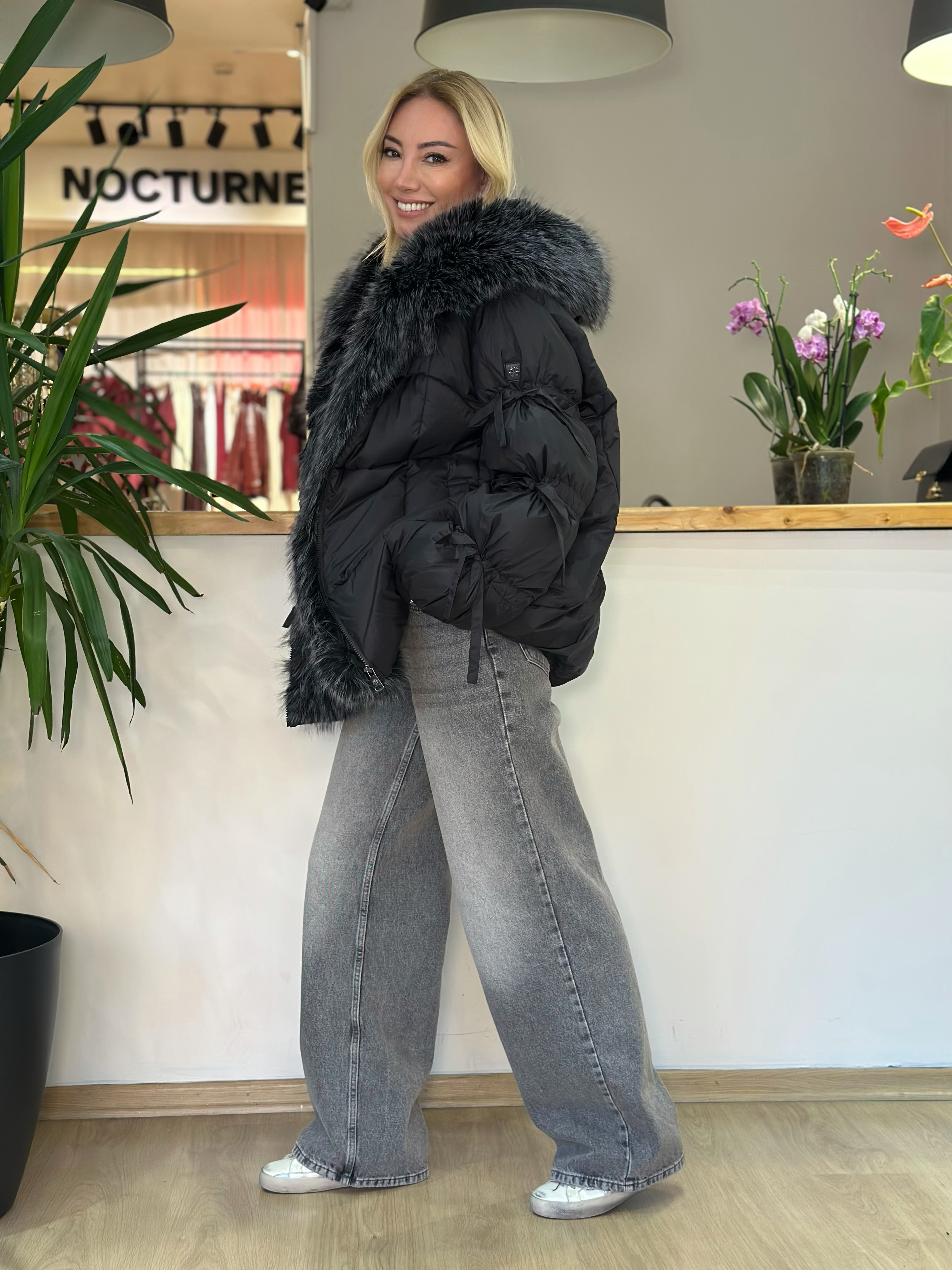 Siyah Kürk Detaylı Mont Askı00248