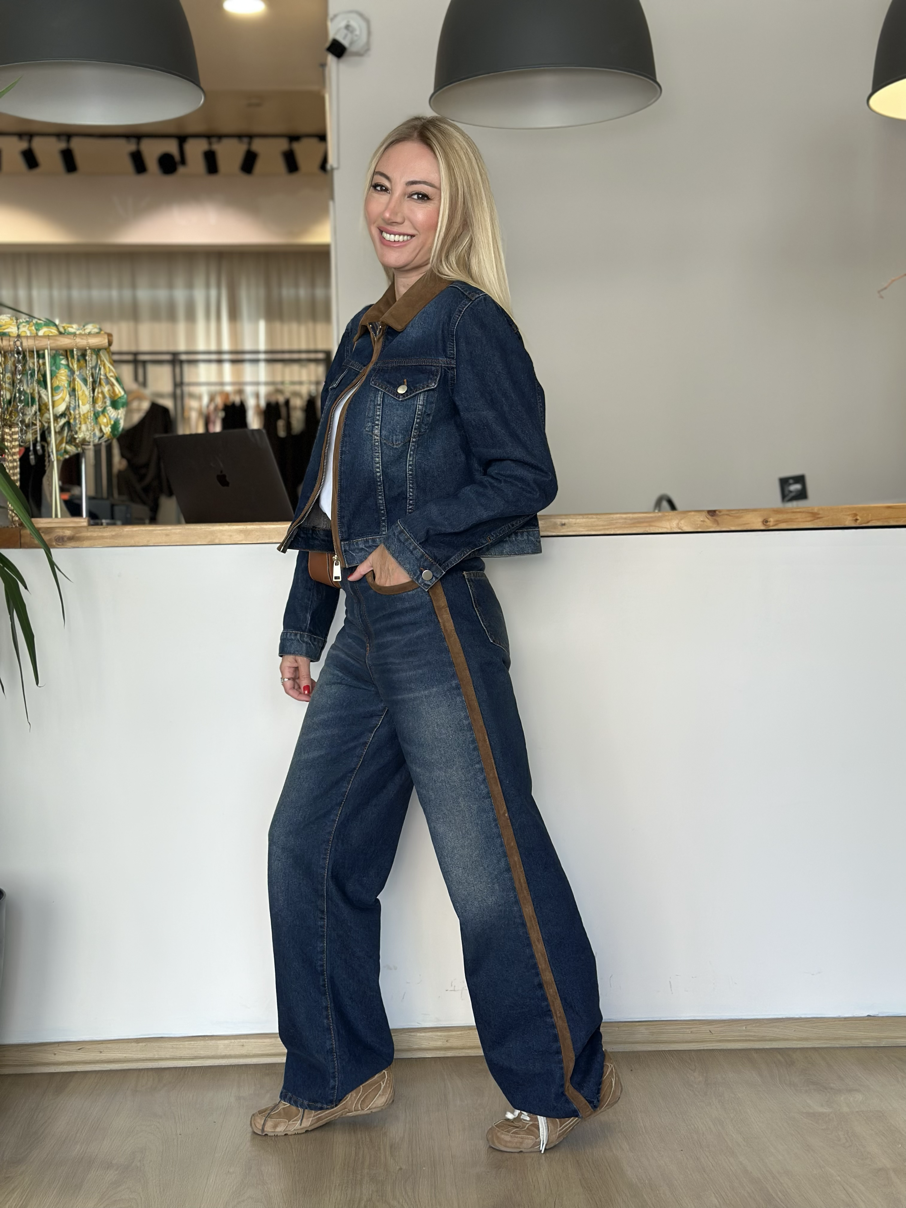 Süet Detaylı Jean Askı00372