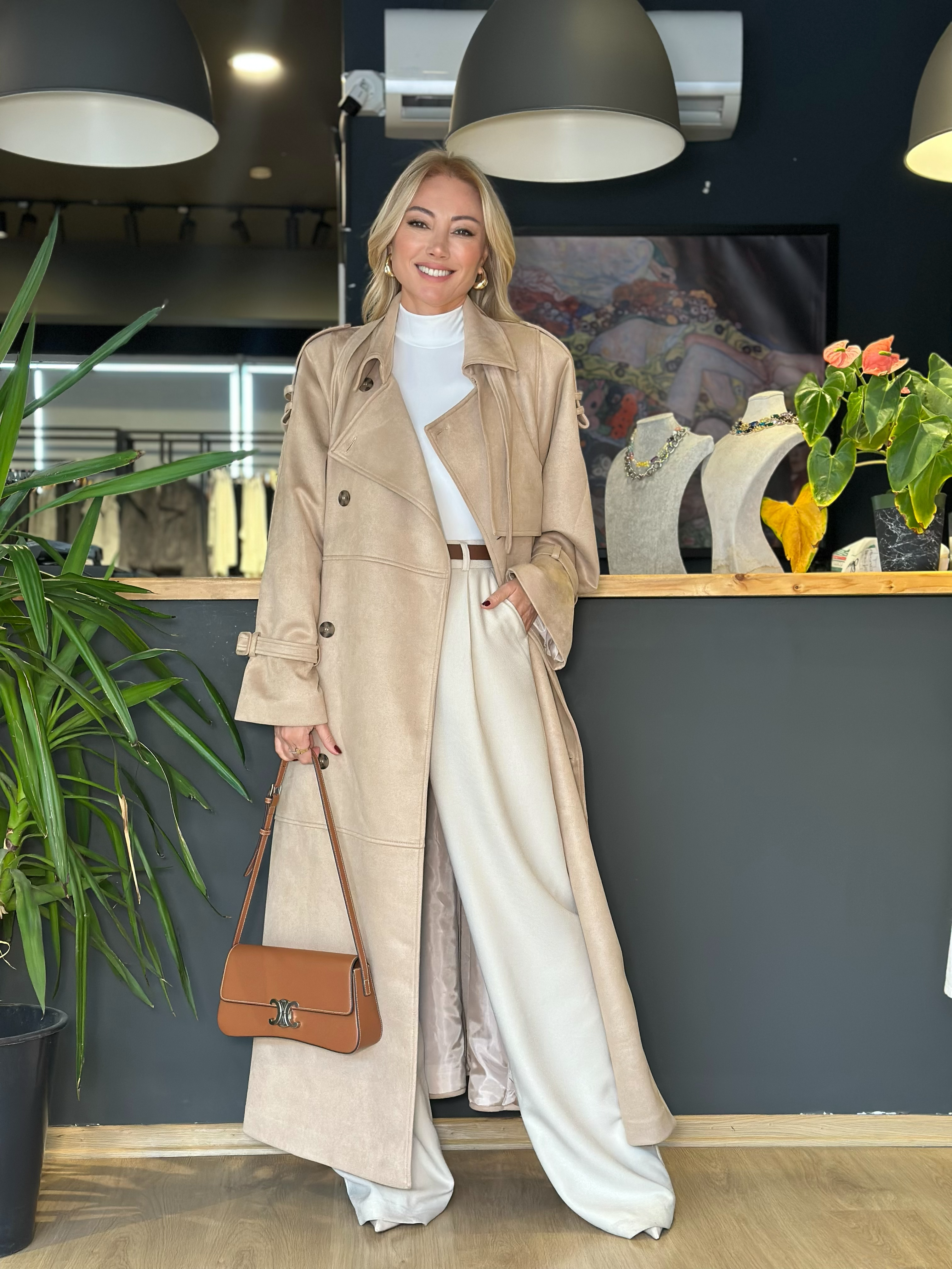 Taş Süet Trençkot