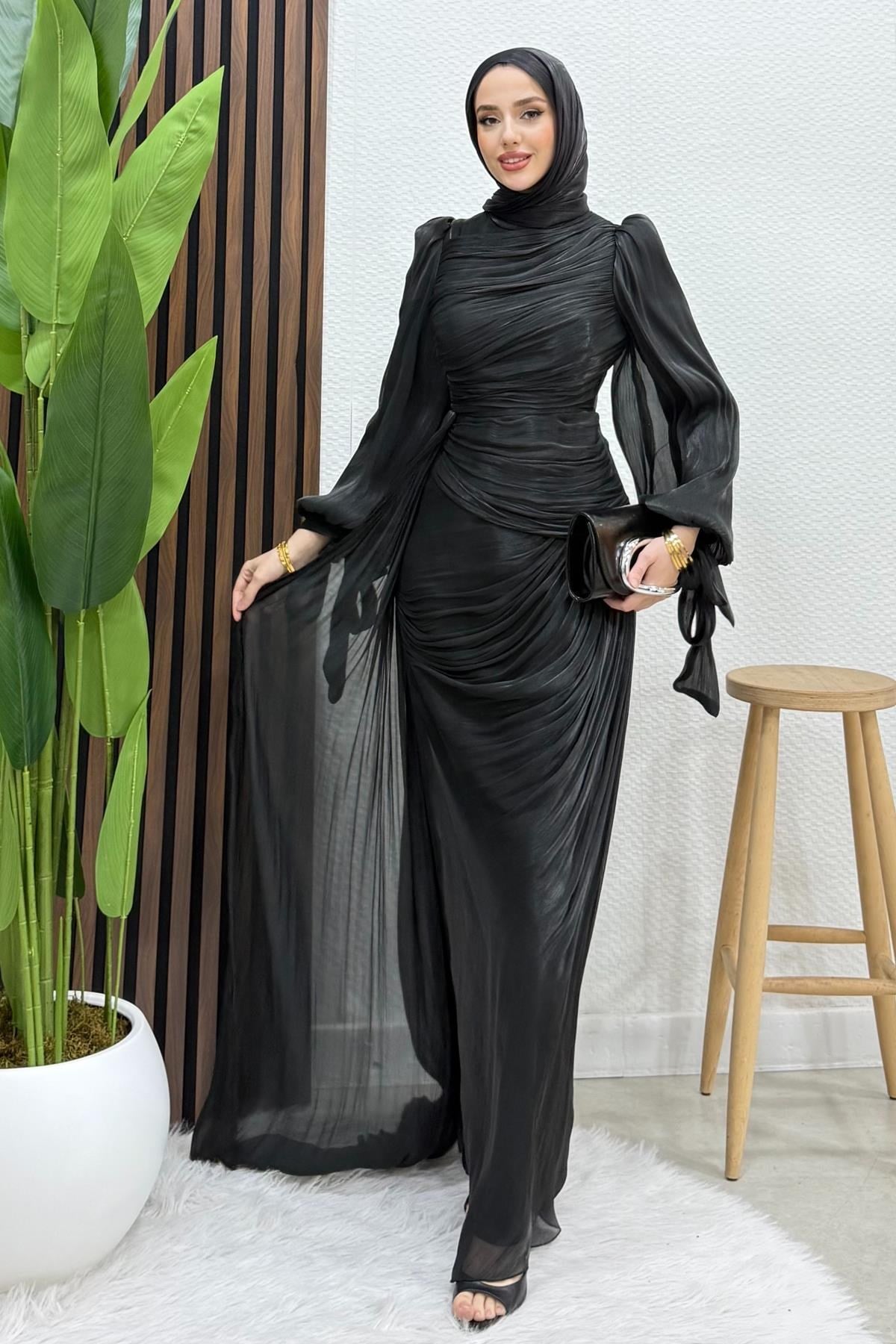 Afra İpek Abiye Siyah