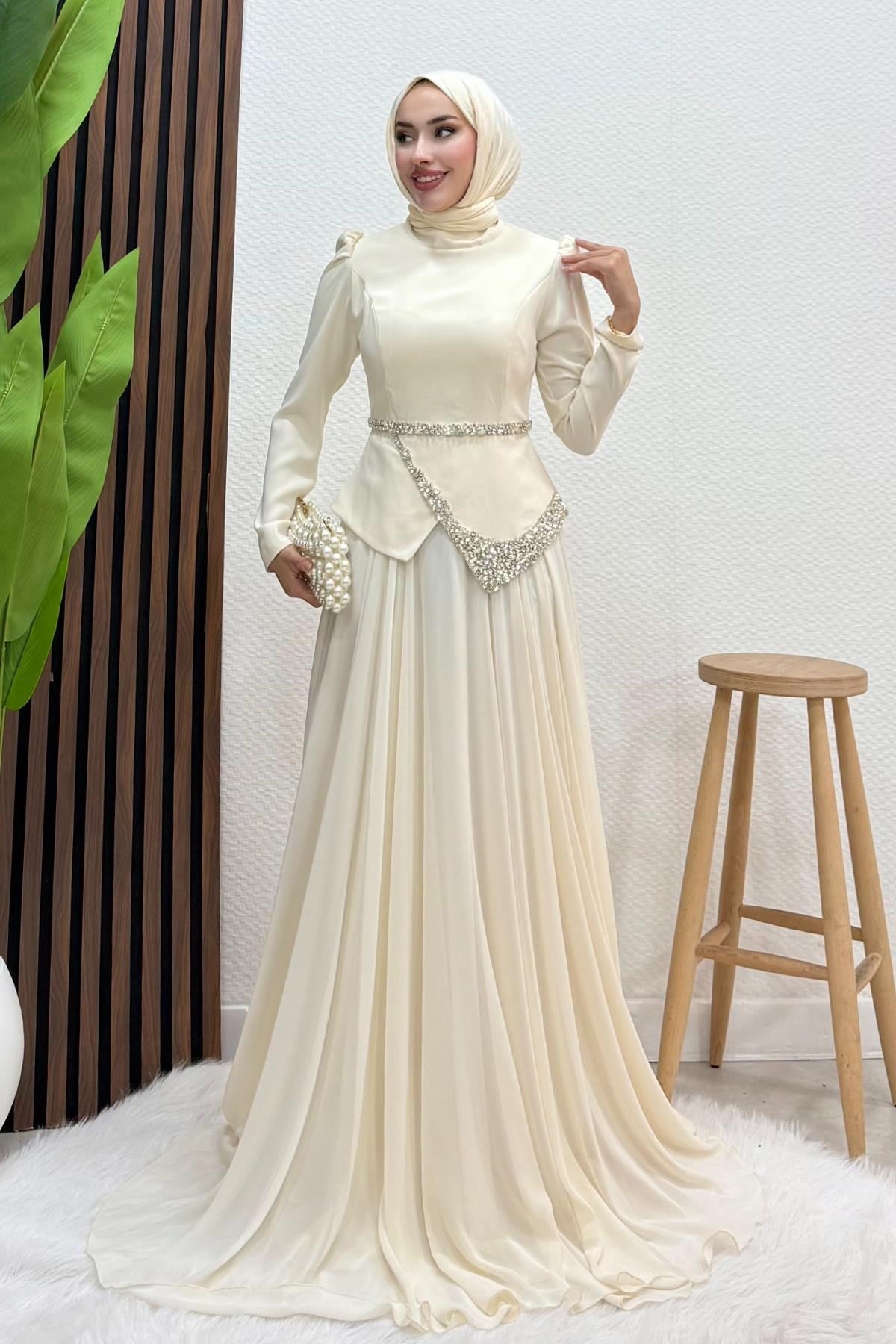 Ala Şifon Abiye Krem