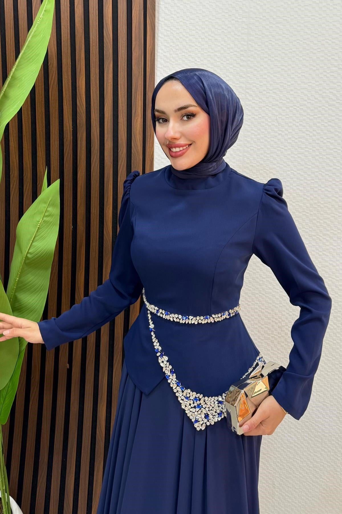 Ala Şifon Abiye Lacivert