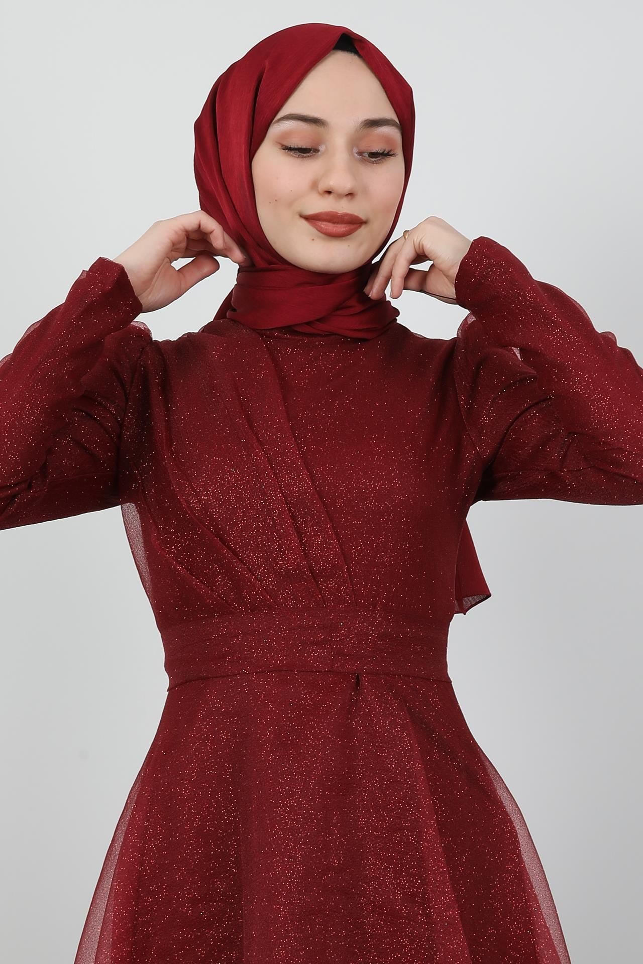 Alara Tesettür Abiye Bordo