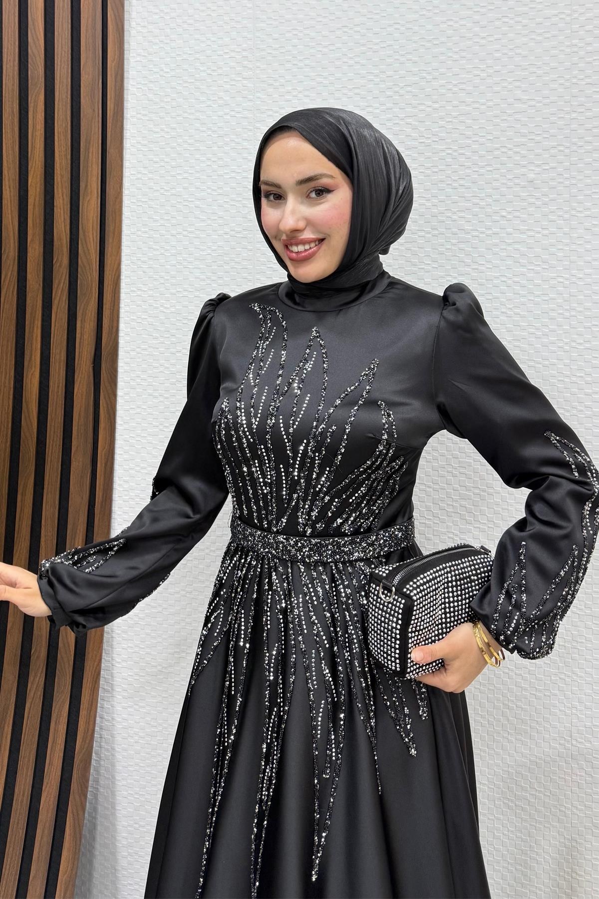Alina Tesettür Abiye Siyah