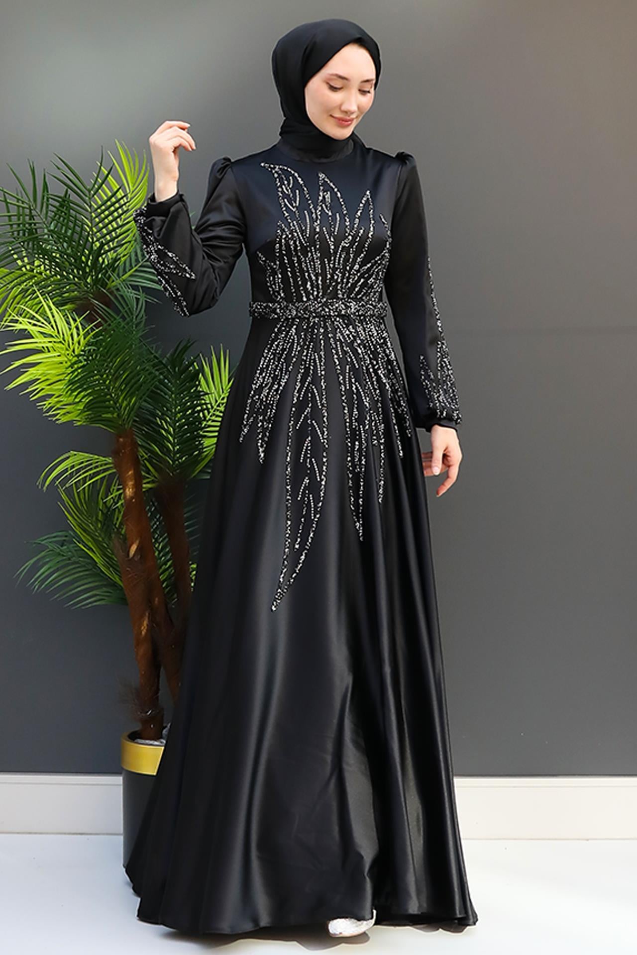 Alina Tesettür Abiye Siyah