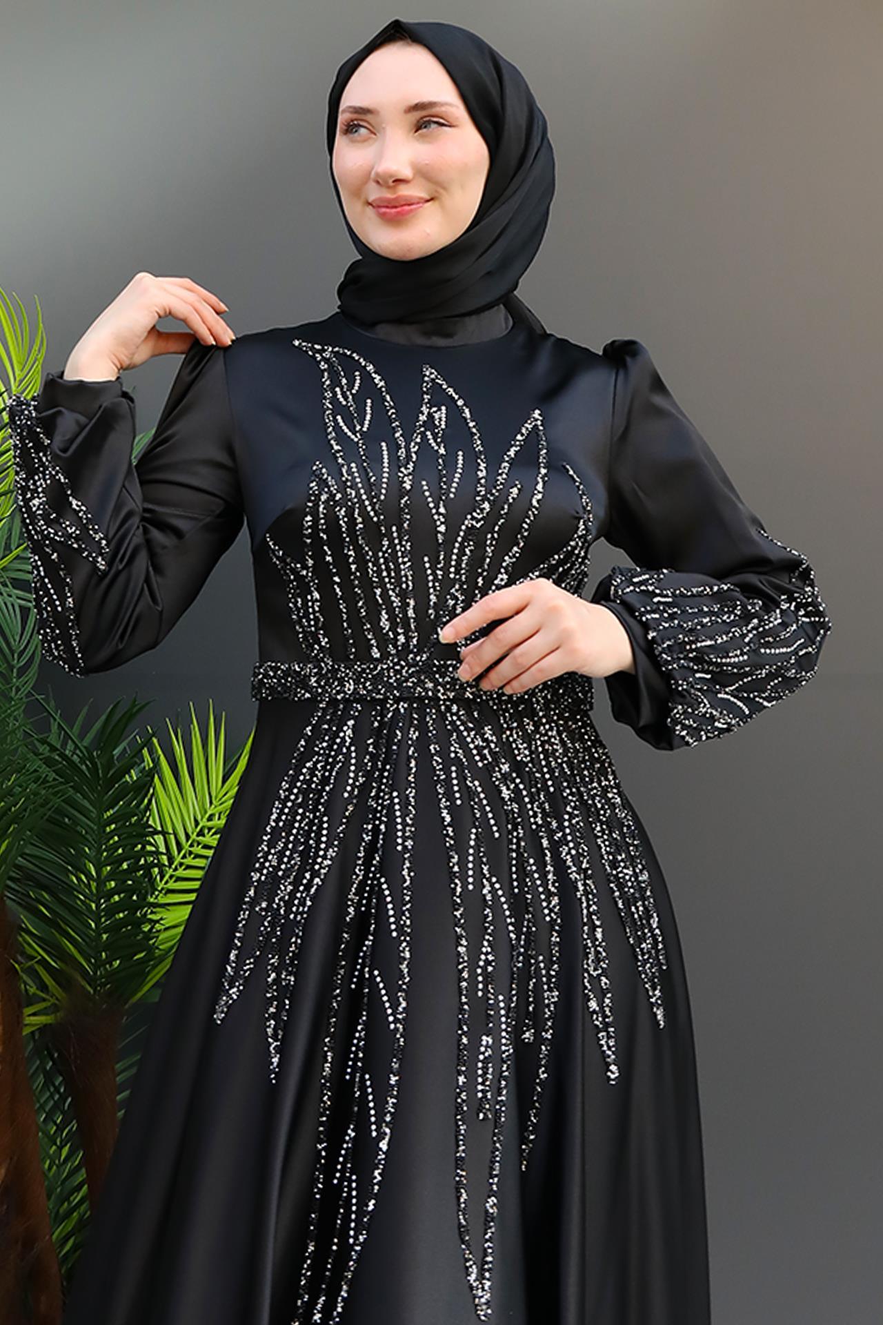 Alina Tesettür Abiye Siyah