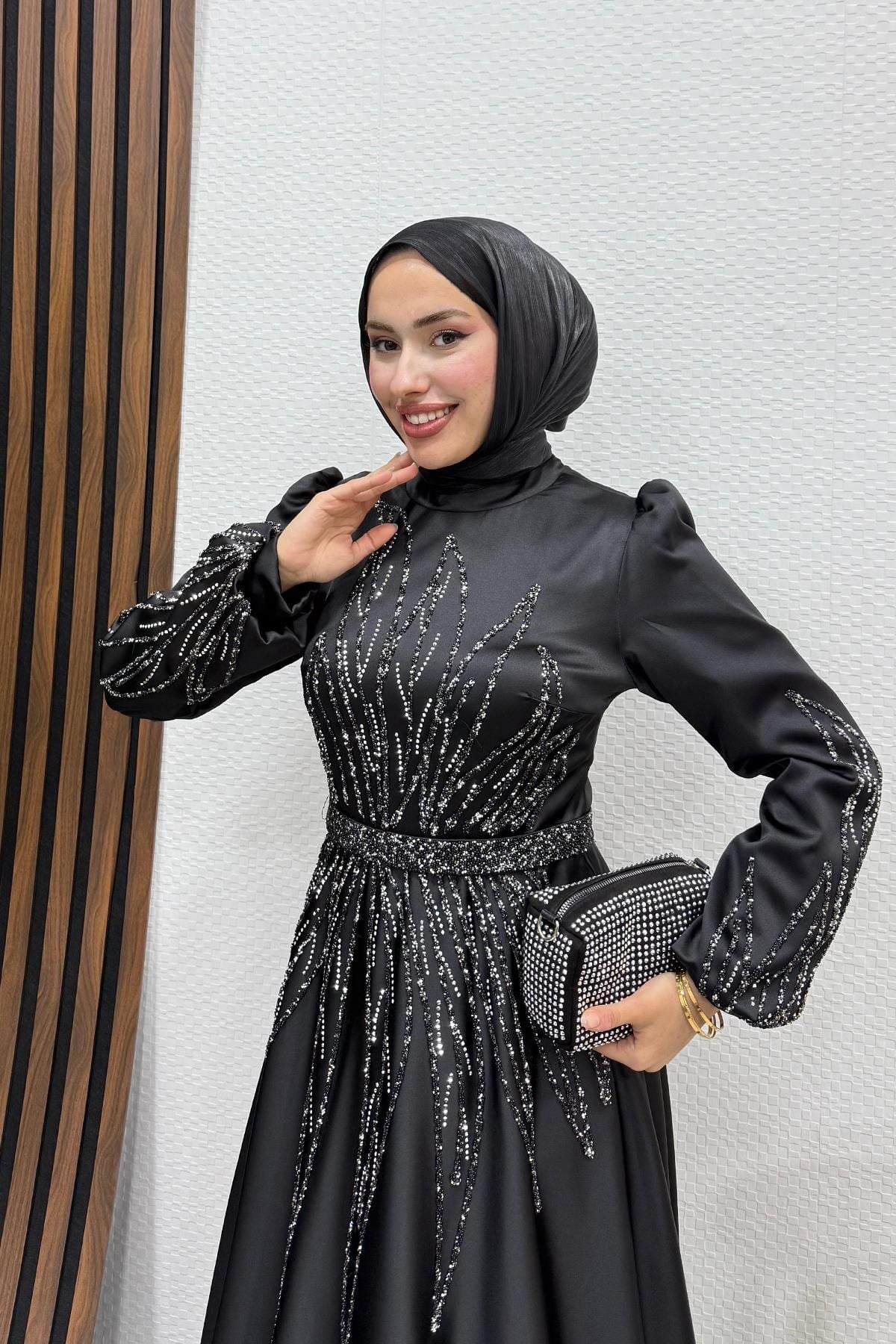 Alina Tesettür Abiye Siyah