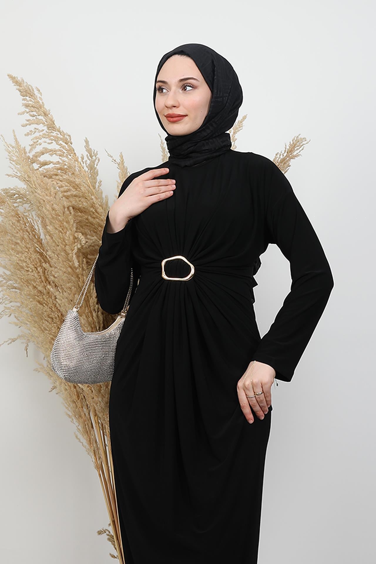 Almira Tokalı Elbise Siyah