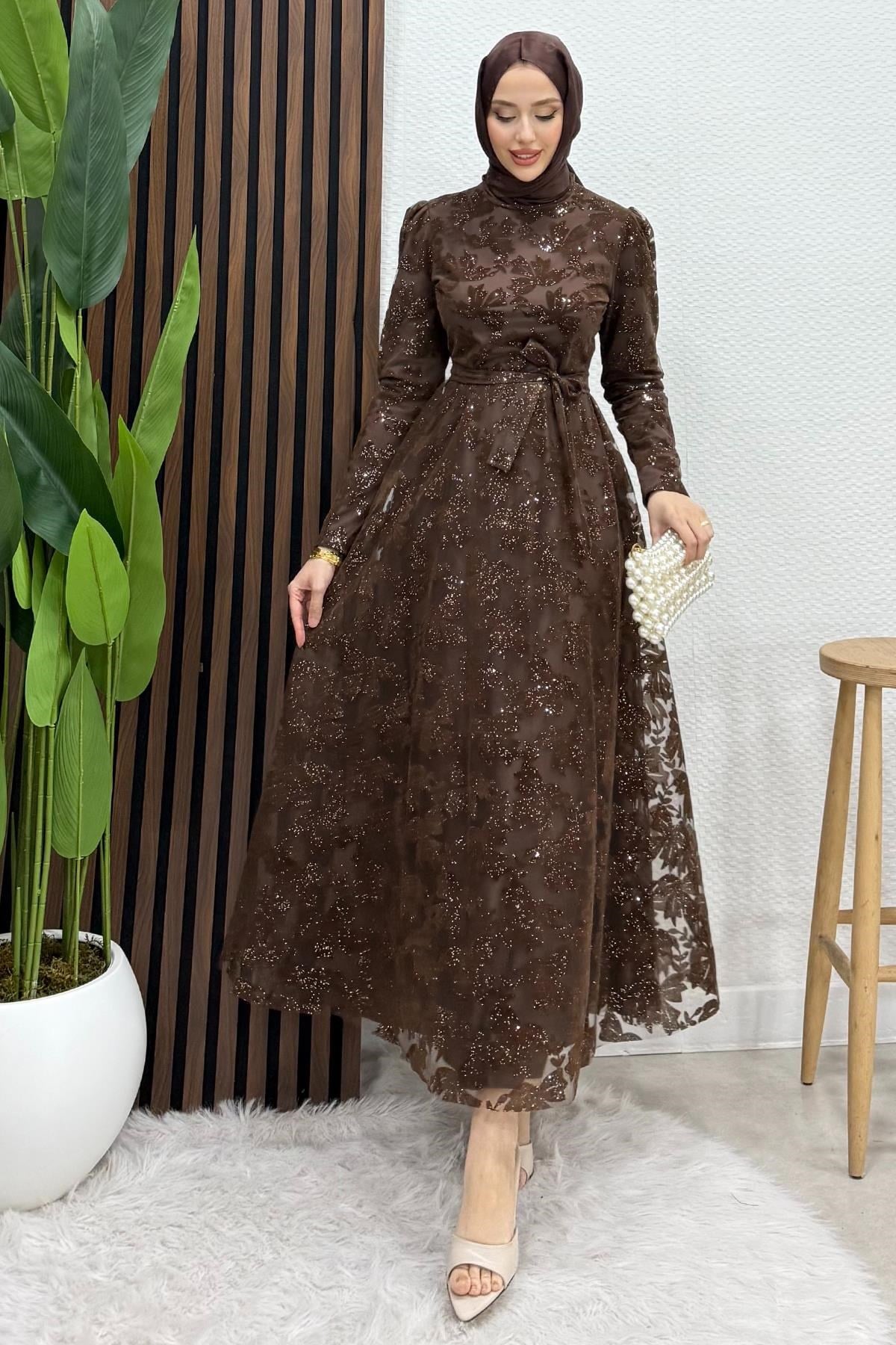 Anastasia Tül Abiye Acı Kahve