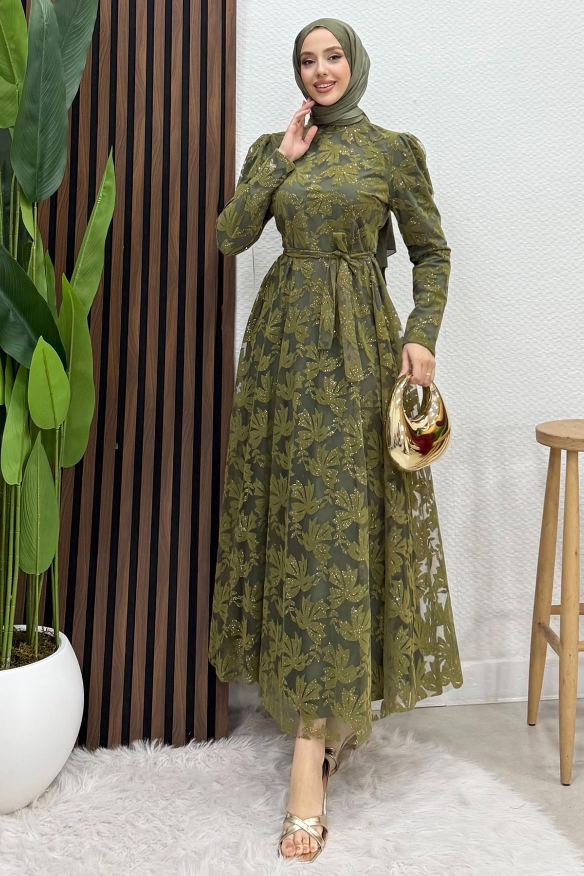 Anastasia Tül Abiye Haki