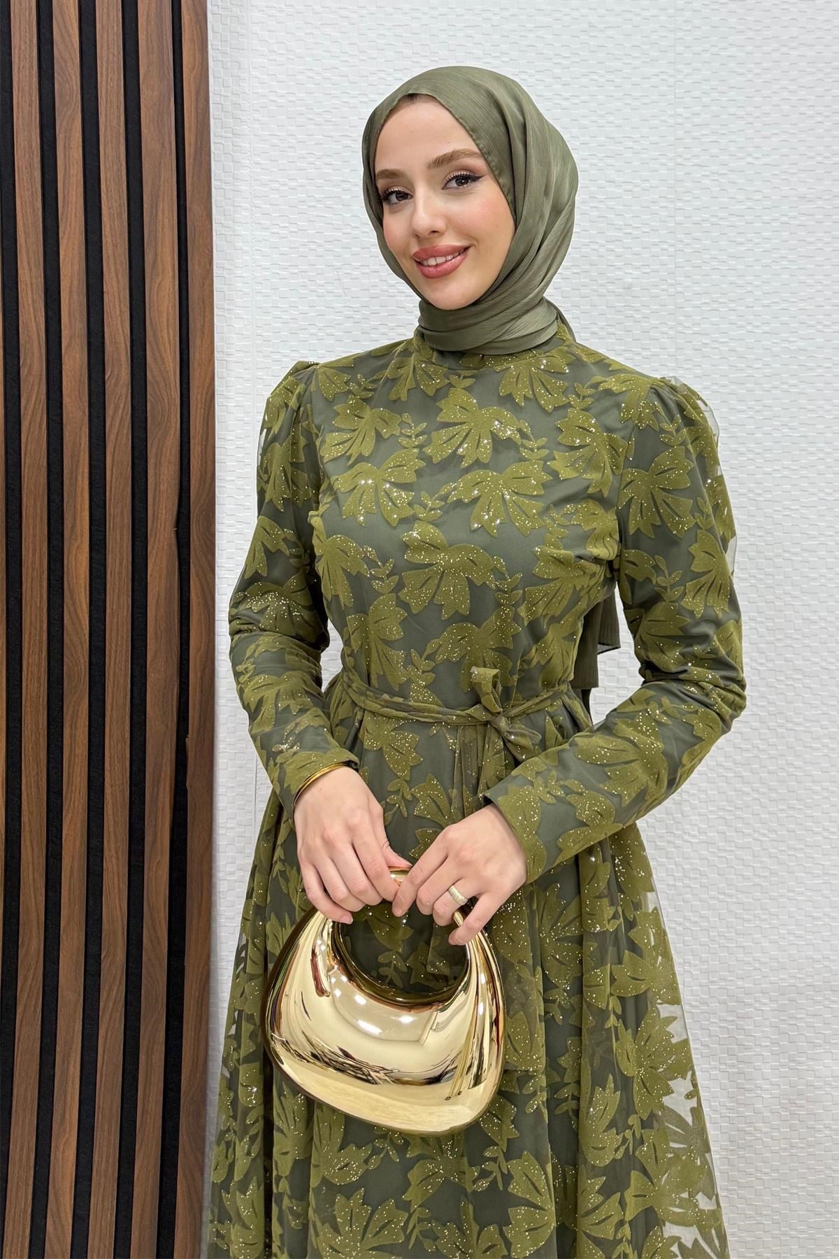 Anastasia Tül Abiye Haki