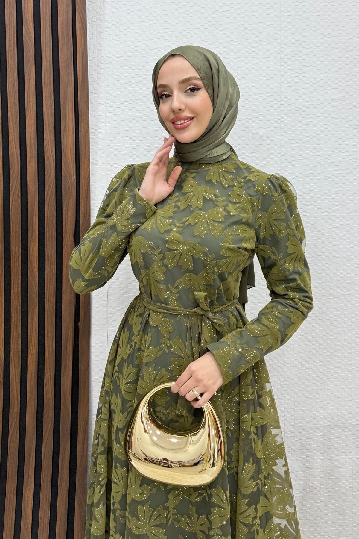 Anastasia Tül Abiye Haki