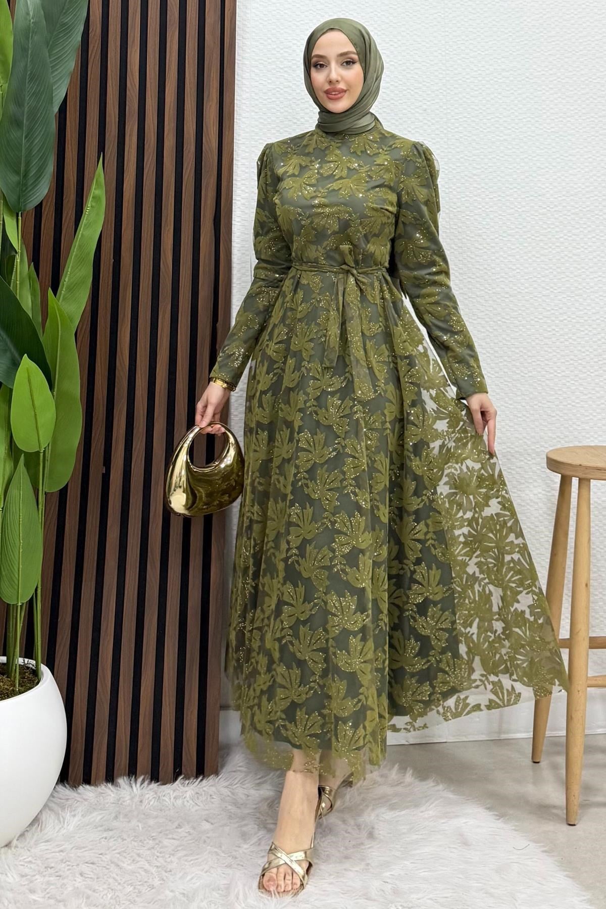 Anastasia Tül Abiye Haki