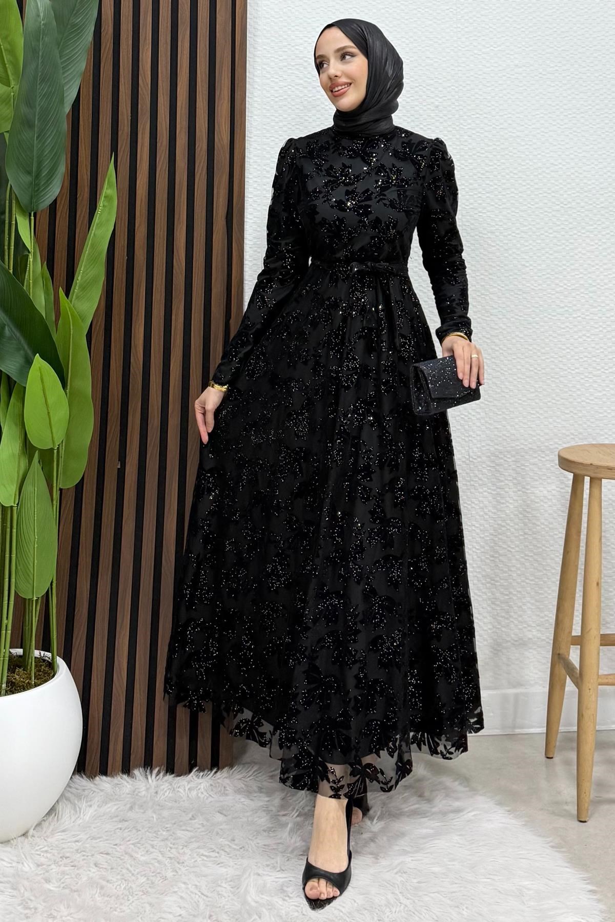 Anastasia Tül Abiye Siyah