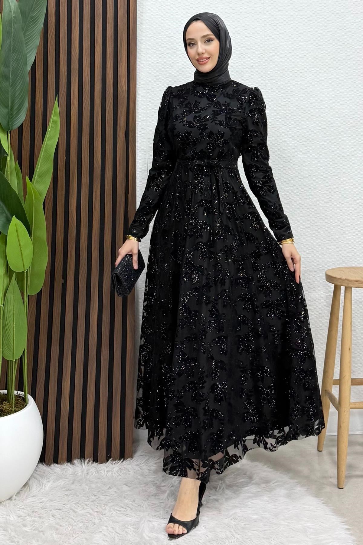 Anastasia Tül Abiye Siyah