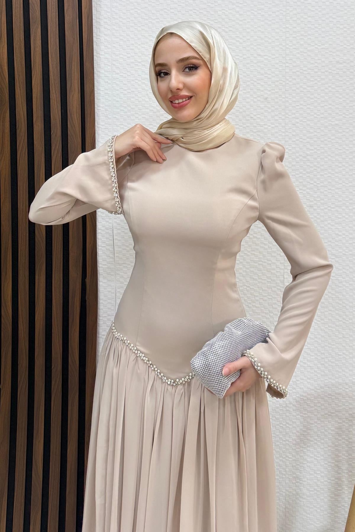 Anelo Şifon Abiye Bej