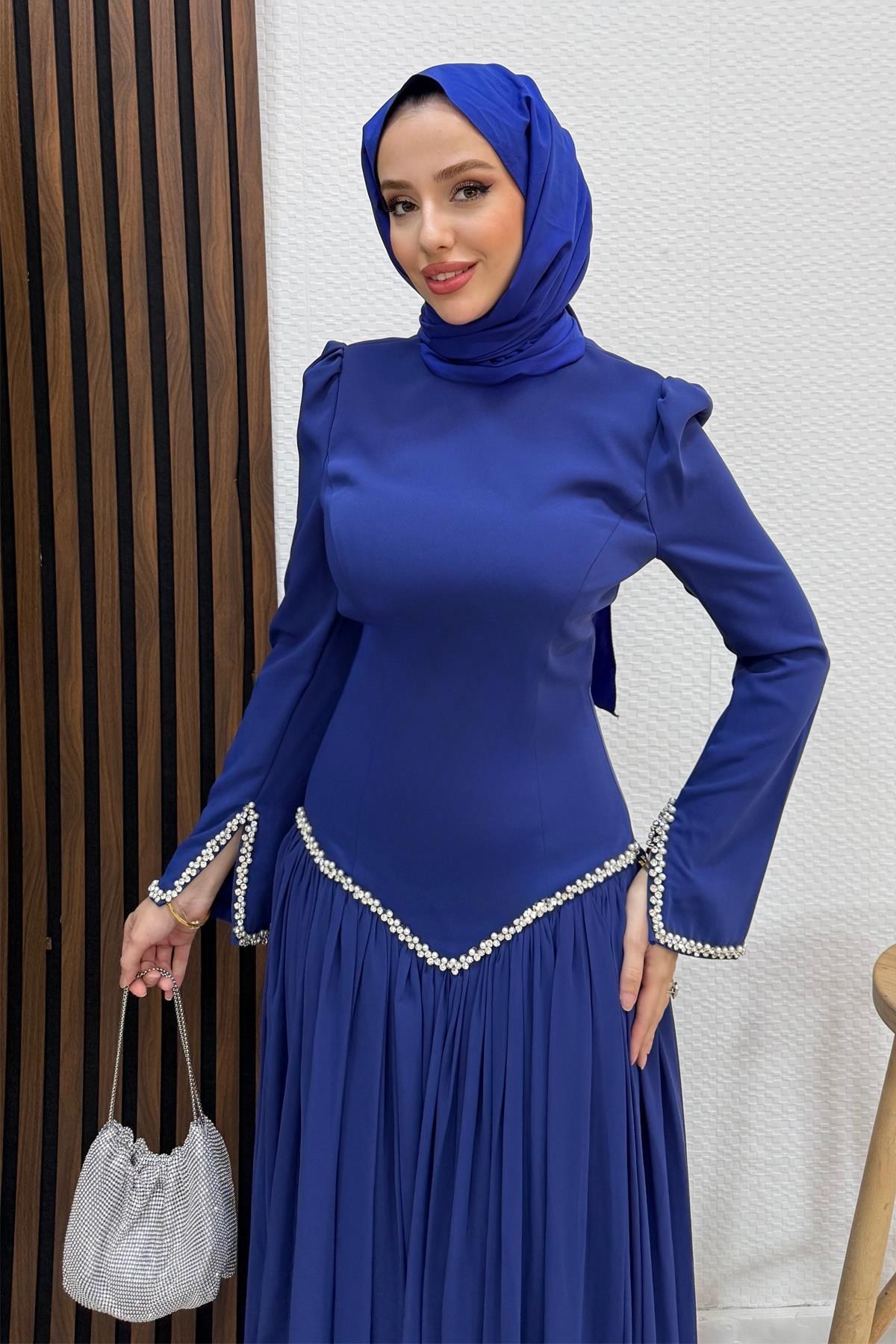 Anelo Şifon Abiye Gece Mavi