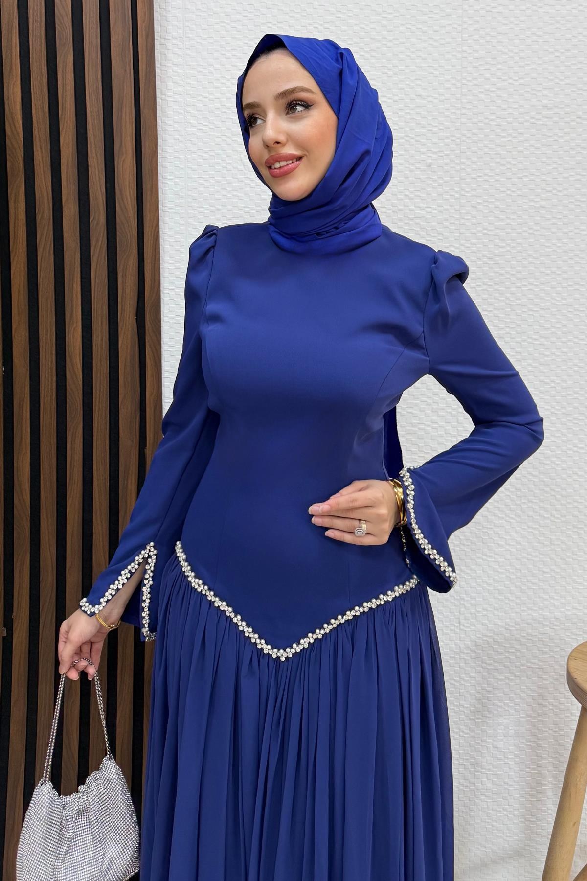 Anelo Şifon Abiye Gece Mavi
