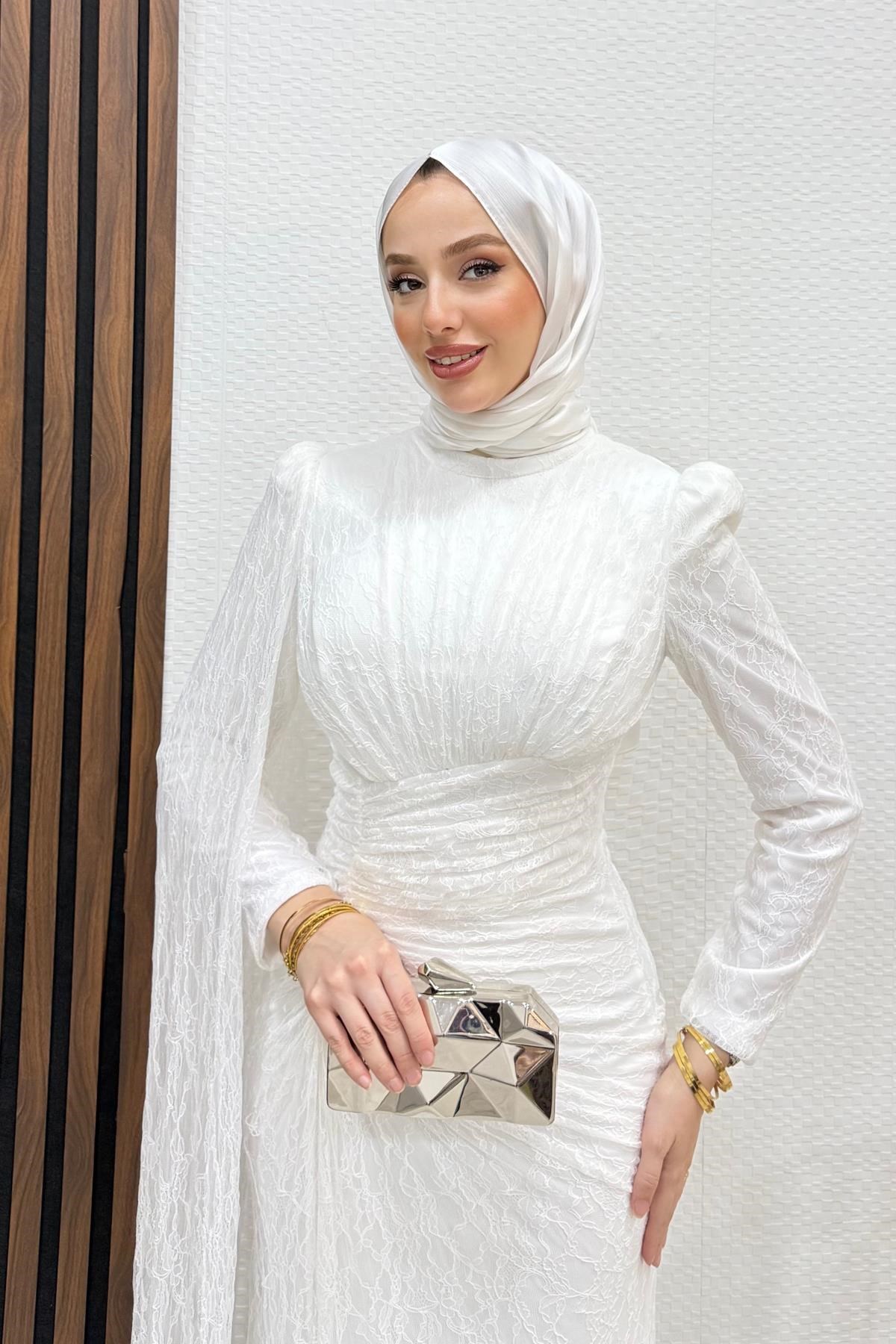 Aşkın Dantel Abiye Beyaz