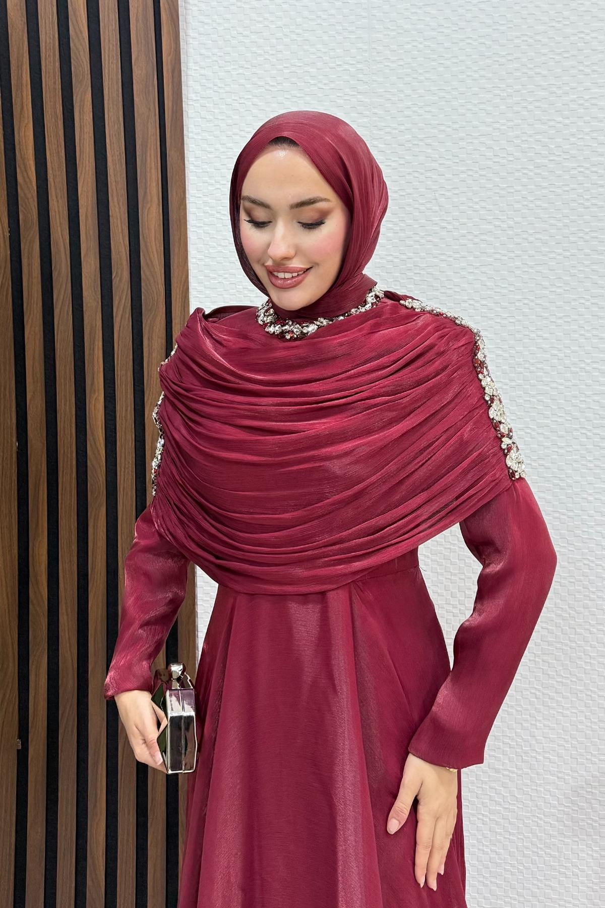 Aslıhan Yoryo Abiye Bordo