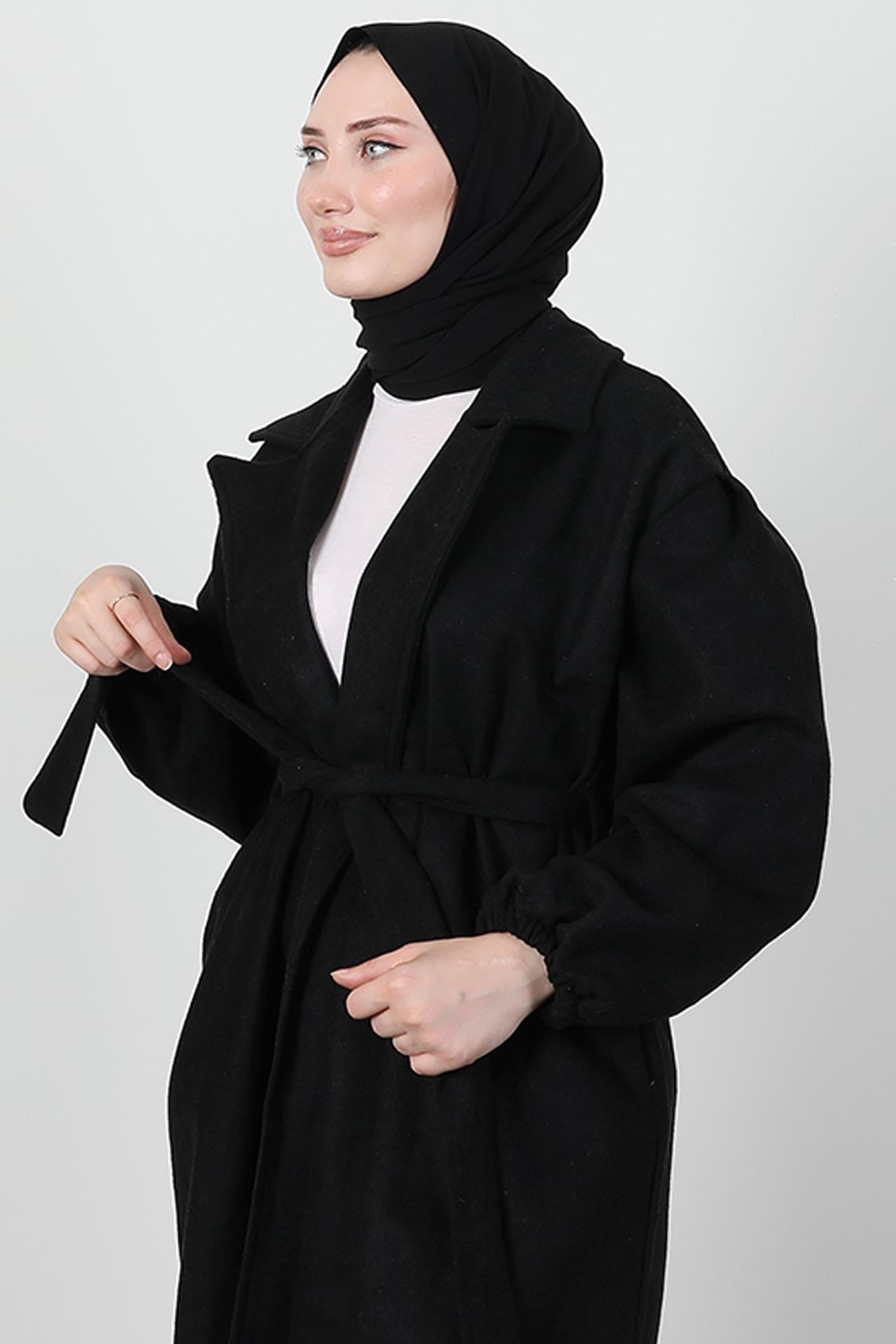 Asuman Kaşe Kaban Siyah