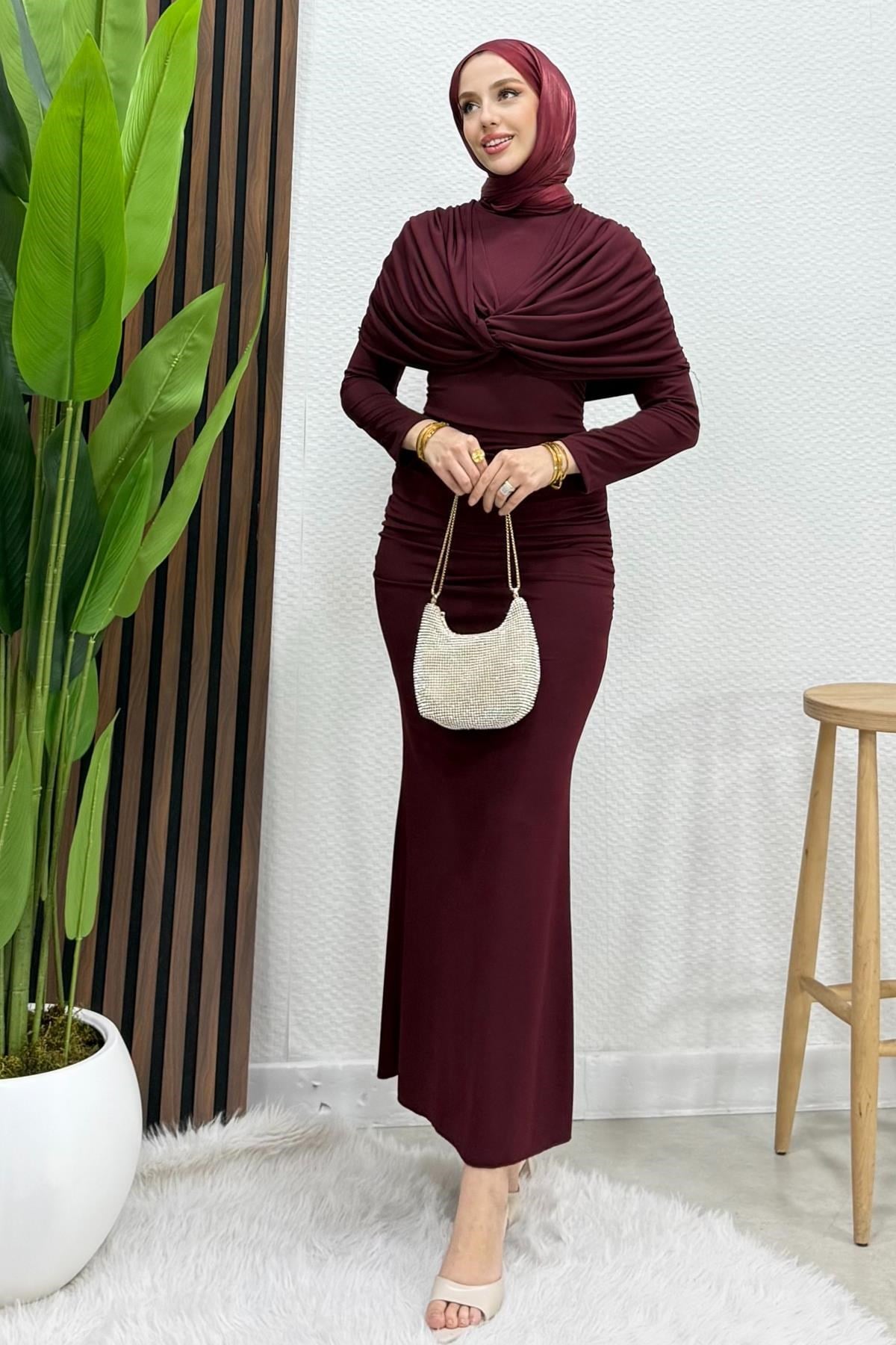 Avenna Sandy Elbise Bordo