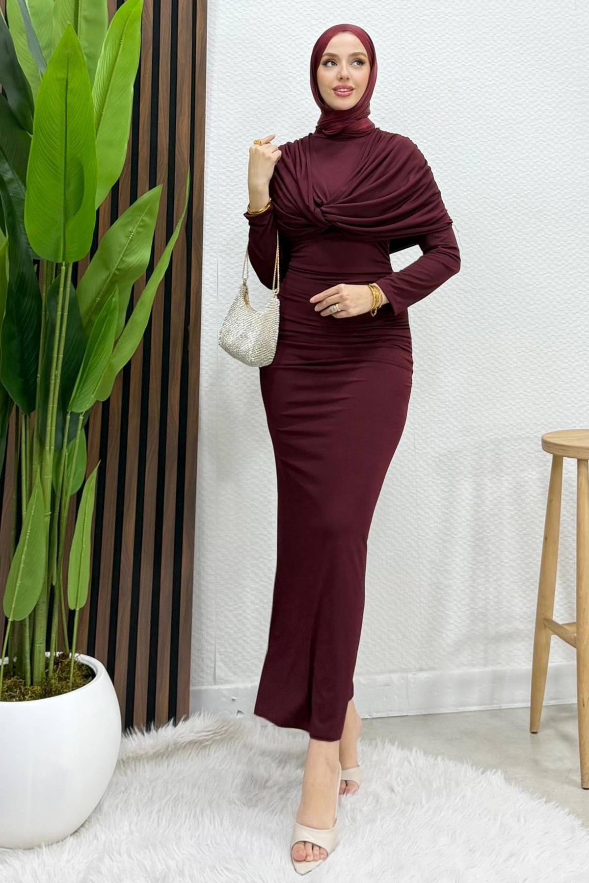 Avenna Sandy Elbise Bordo