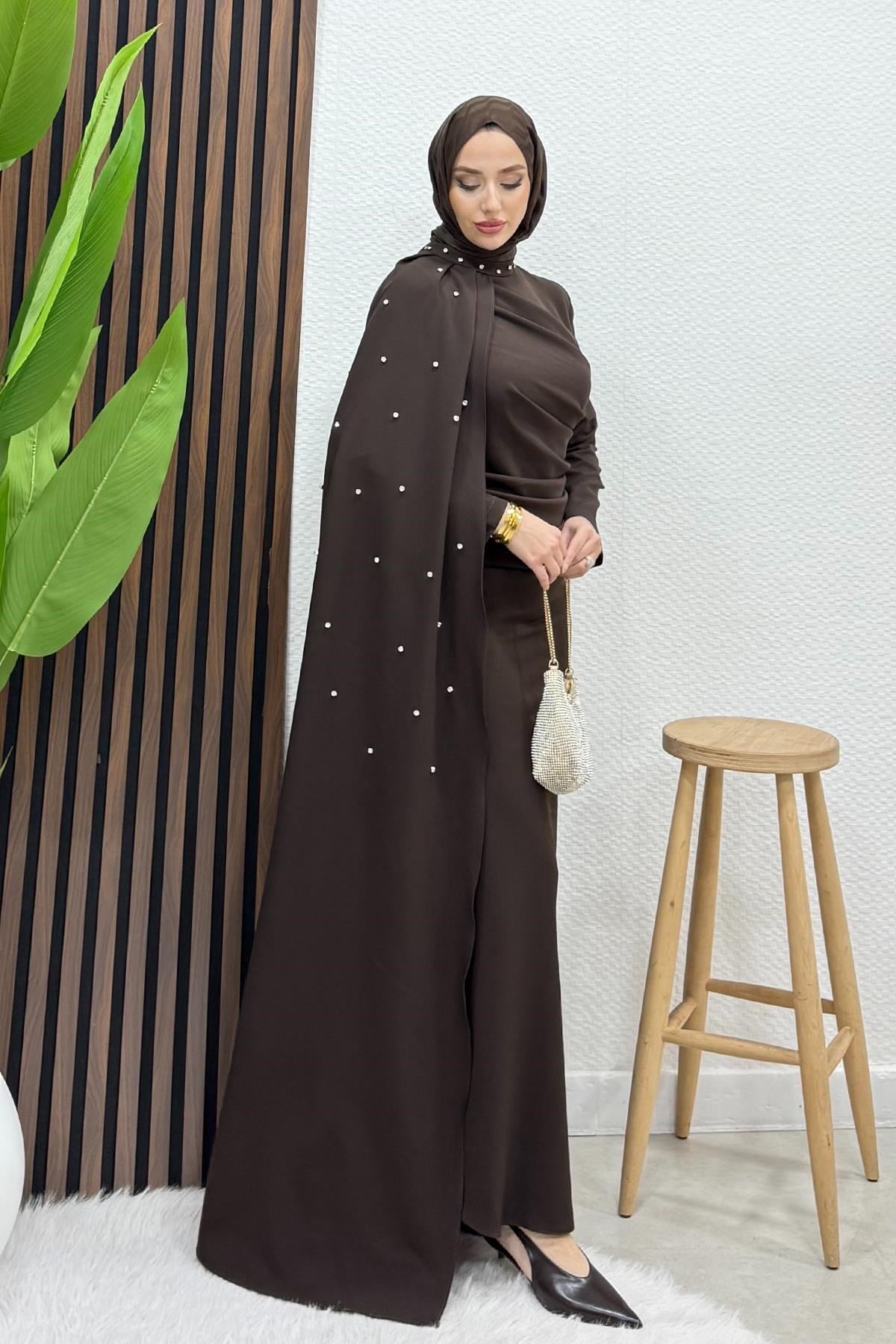 Ayşen Krep Abiye Acı Kahve